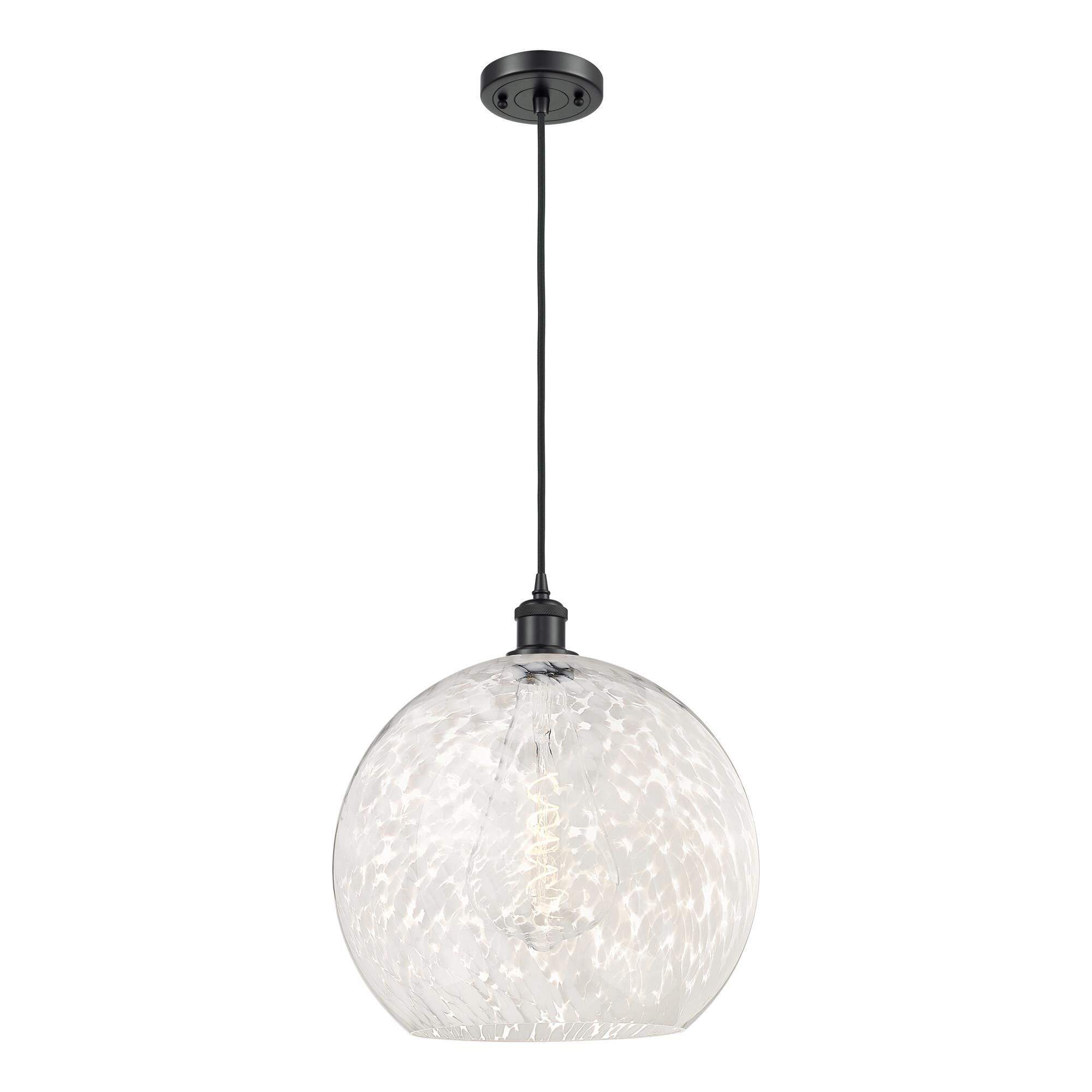 Shown in Matte Black finish and White Mouchette glass