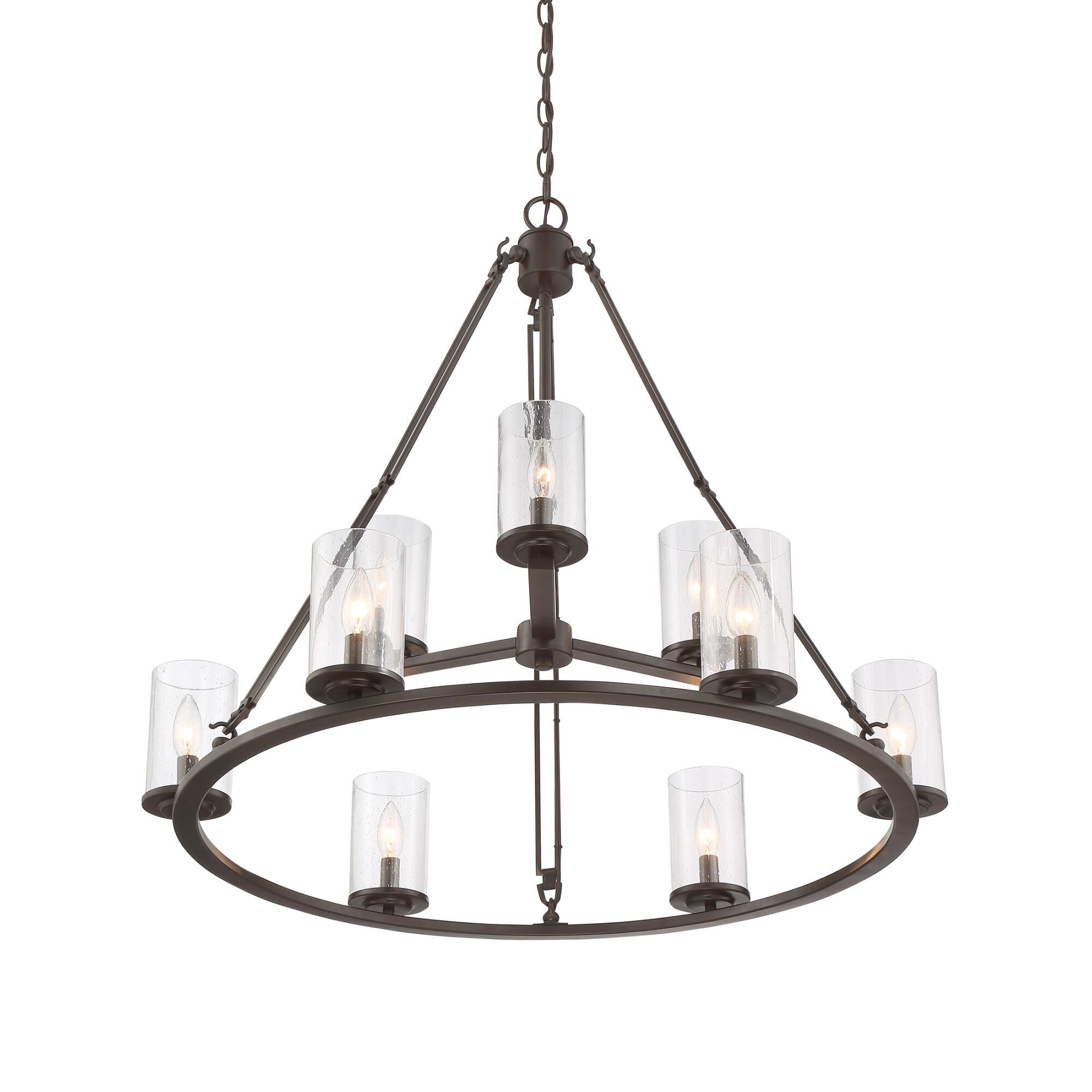 Shown in Western Bronze finish and Clear Seedy glass