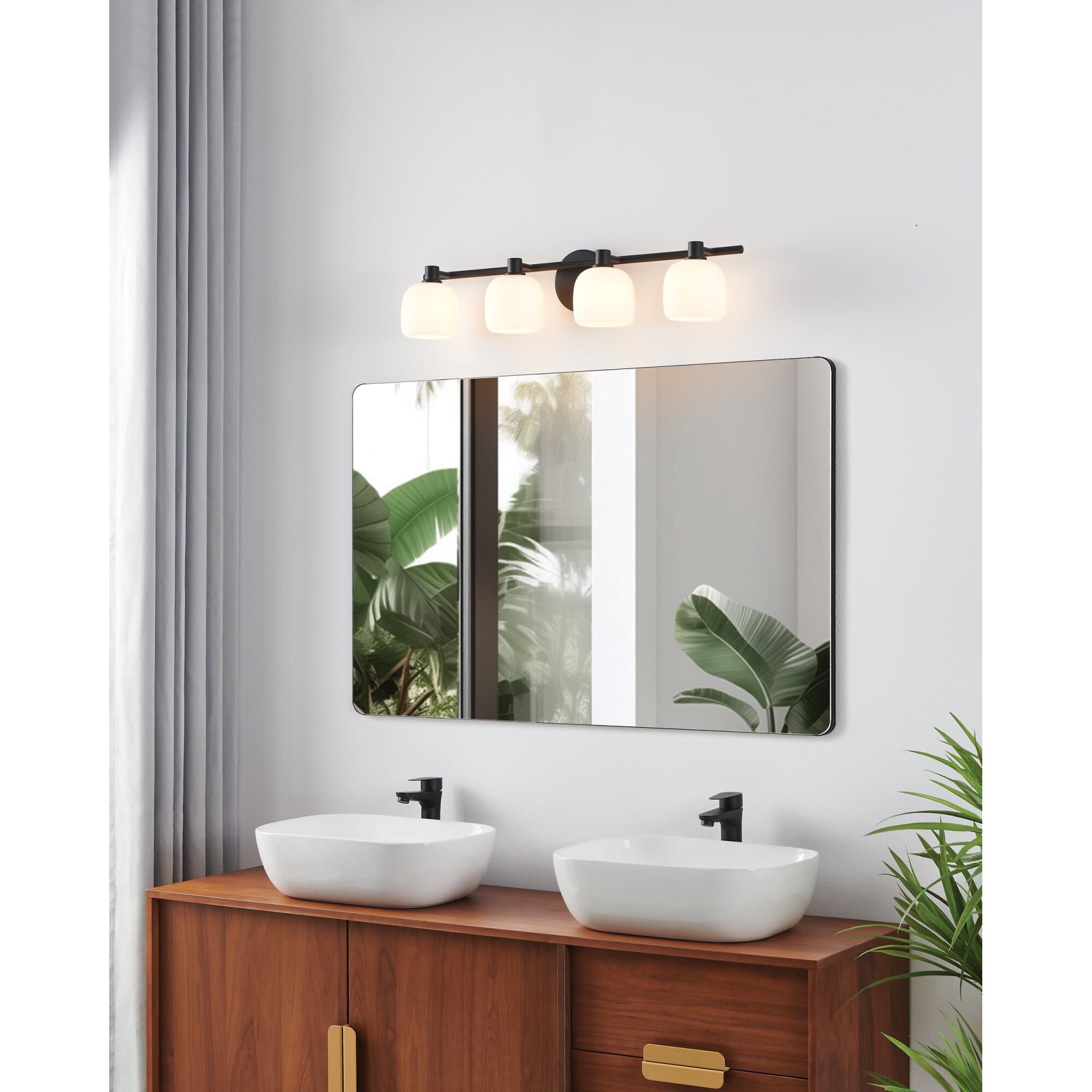 Shown in Matte Black finish and Etched Opal glass