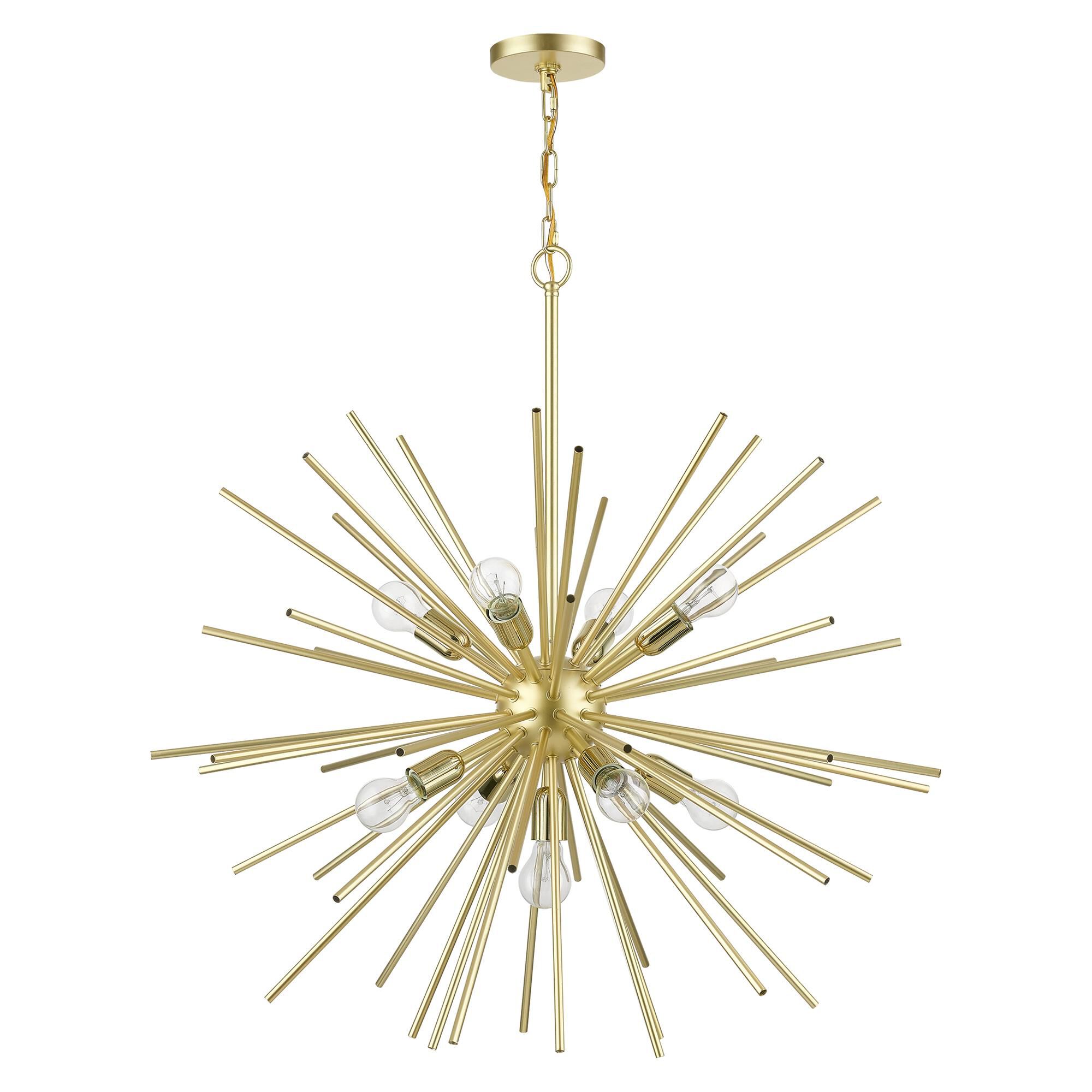 Shown in Soft Gold with Polished Brass Accents finish and Iron Pipe Rods shade
