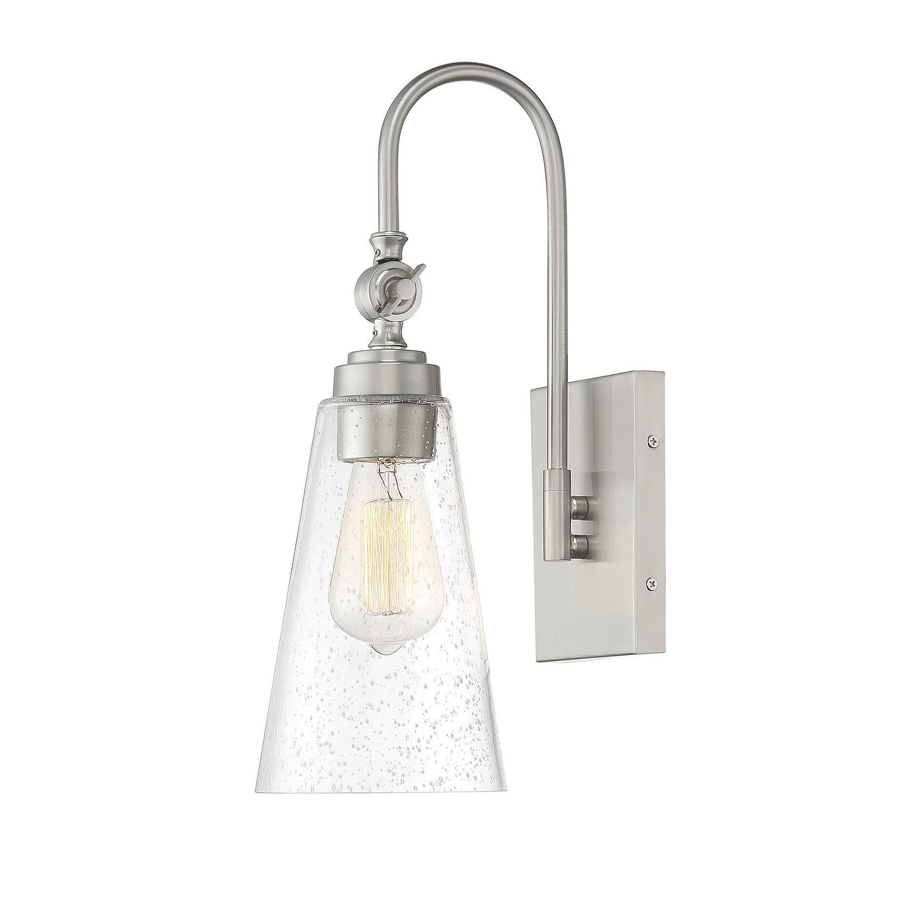 Shown in Satin Nickel finish and Clear Seeded glass