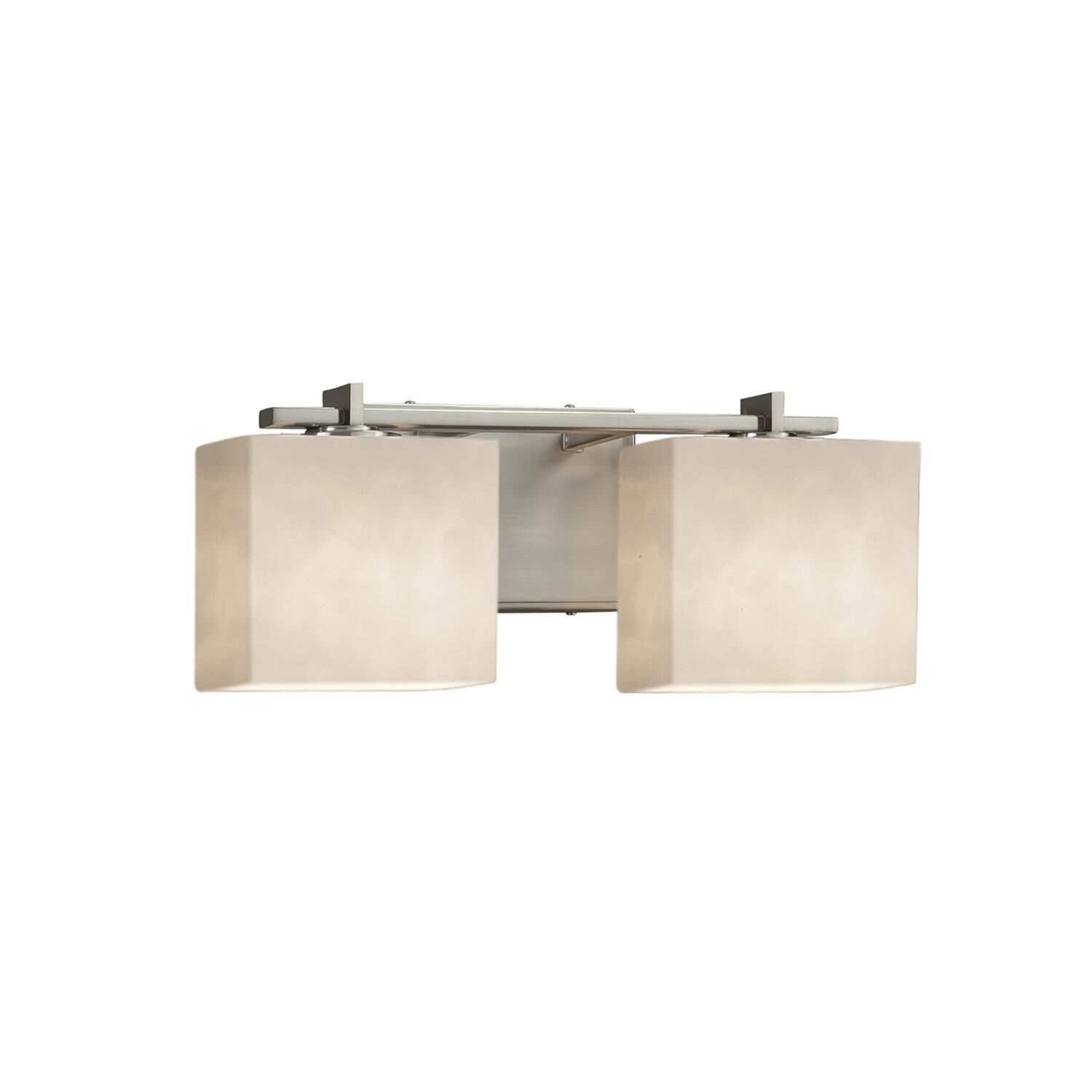 Shown in Brushed Nickel finish and Clouds Resin glass and Rectangle Shade in Clouds Resin shade and Rectangle accent