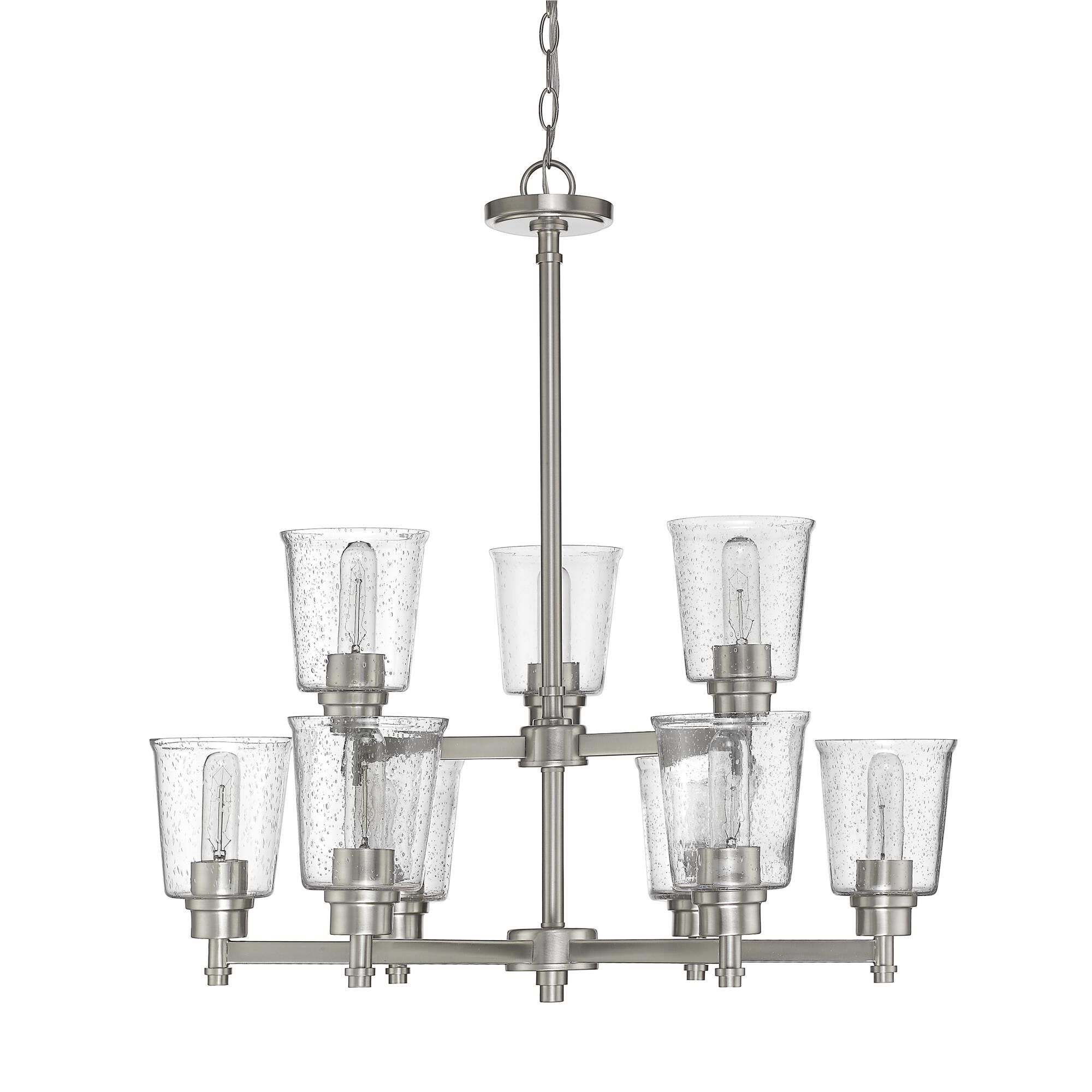 Shown in Brushed Nickel finish and Glass shade