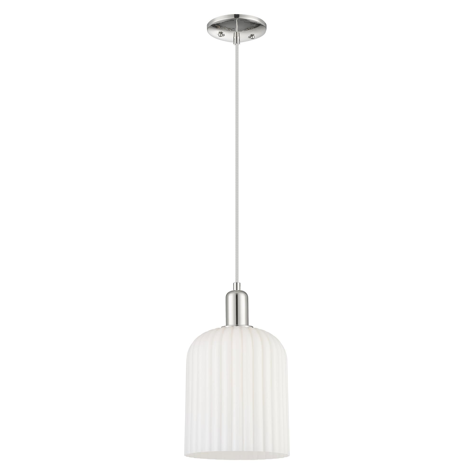 Shown in Polished Nickel finish and Gloss White glass