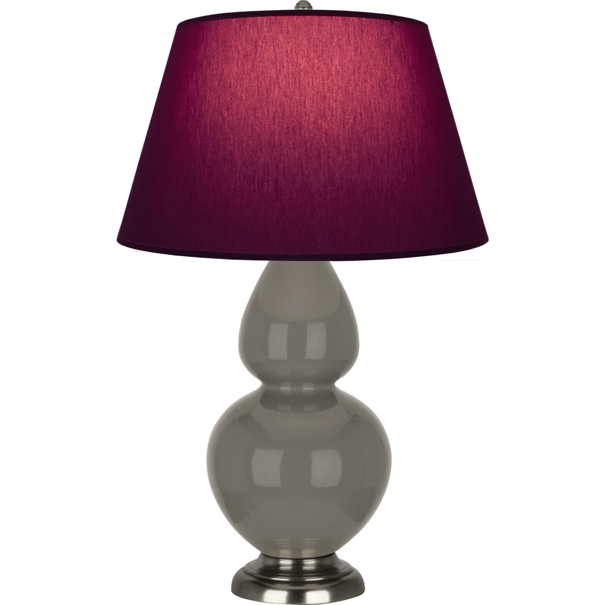 Shown in Ash finish and Plum and Lavender shade and Antique Silver accent