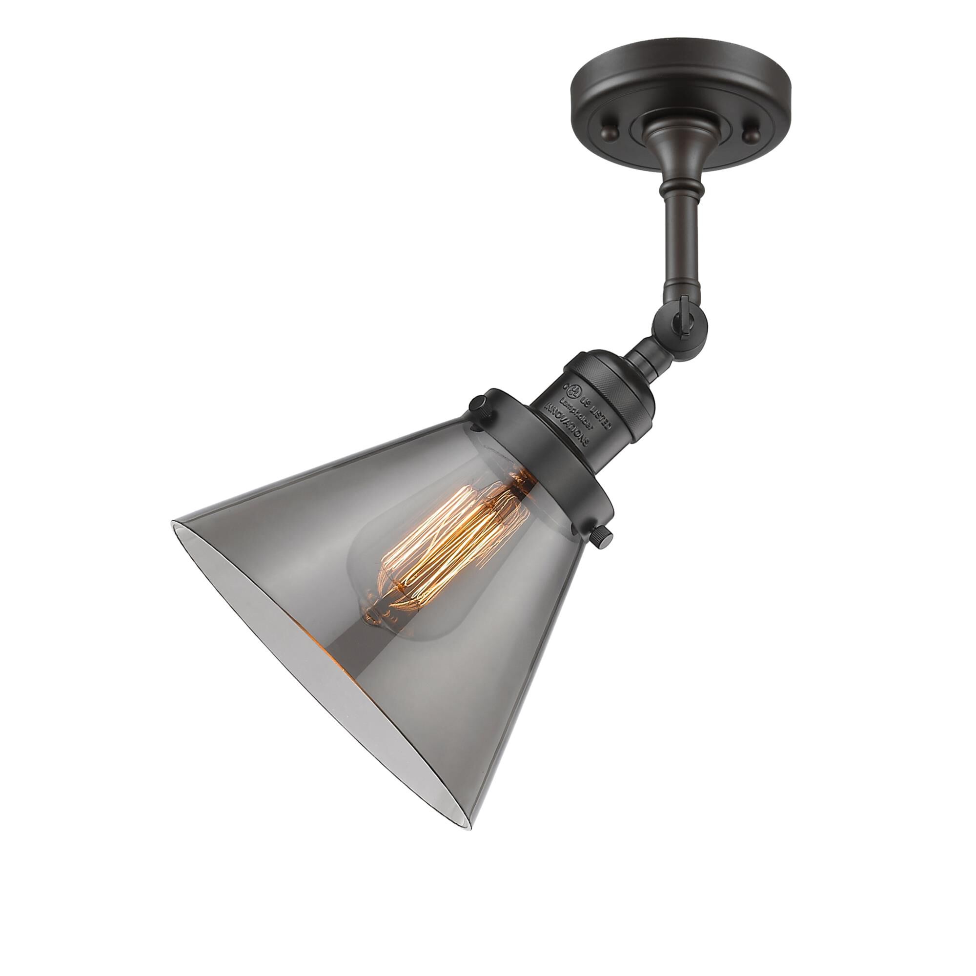 Shown in Oil Rubbed Bronze finish and Smoked glass and None accent