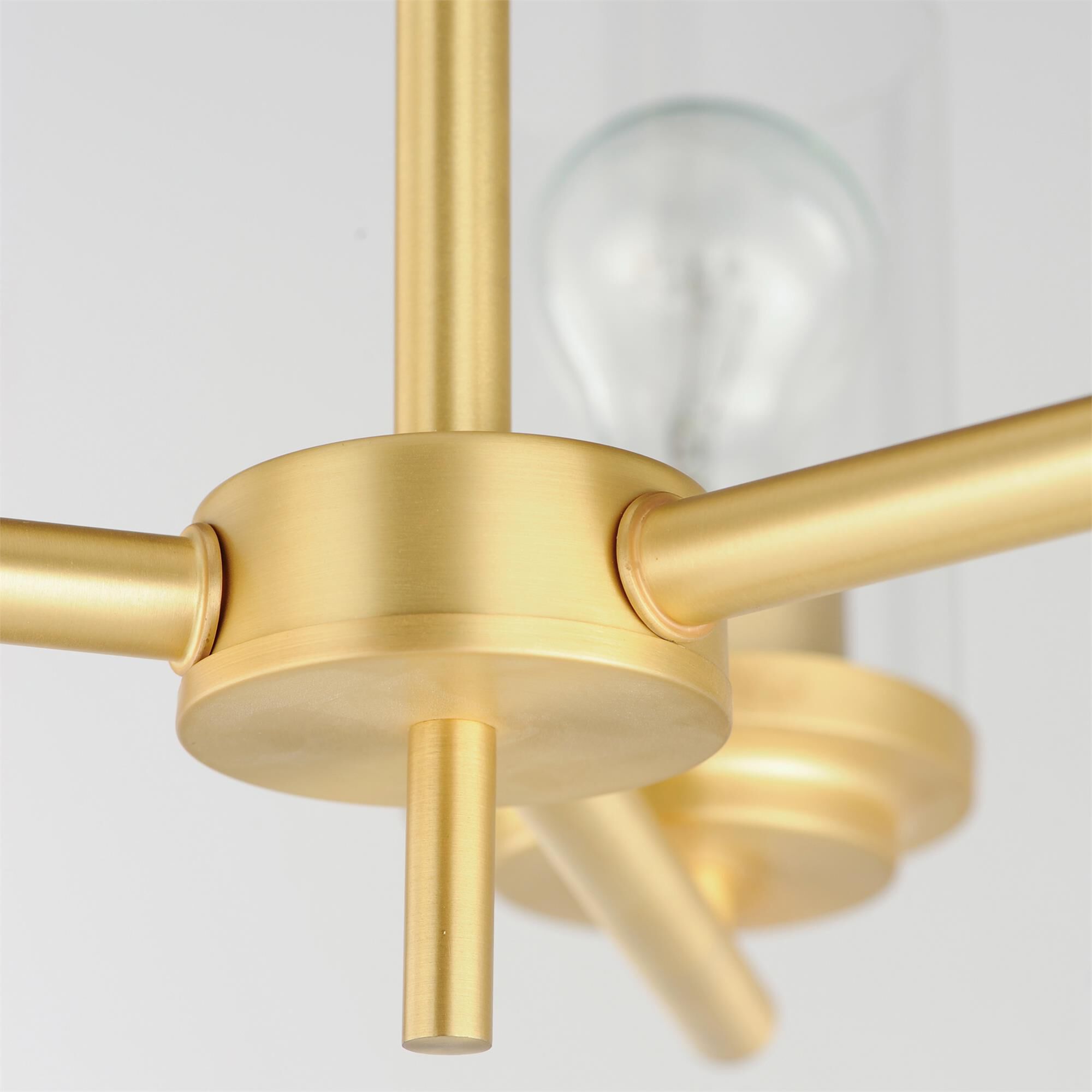 Shown in Satin Brass finish and Clear glass