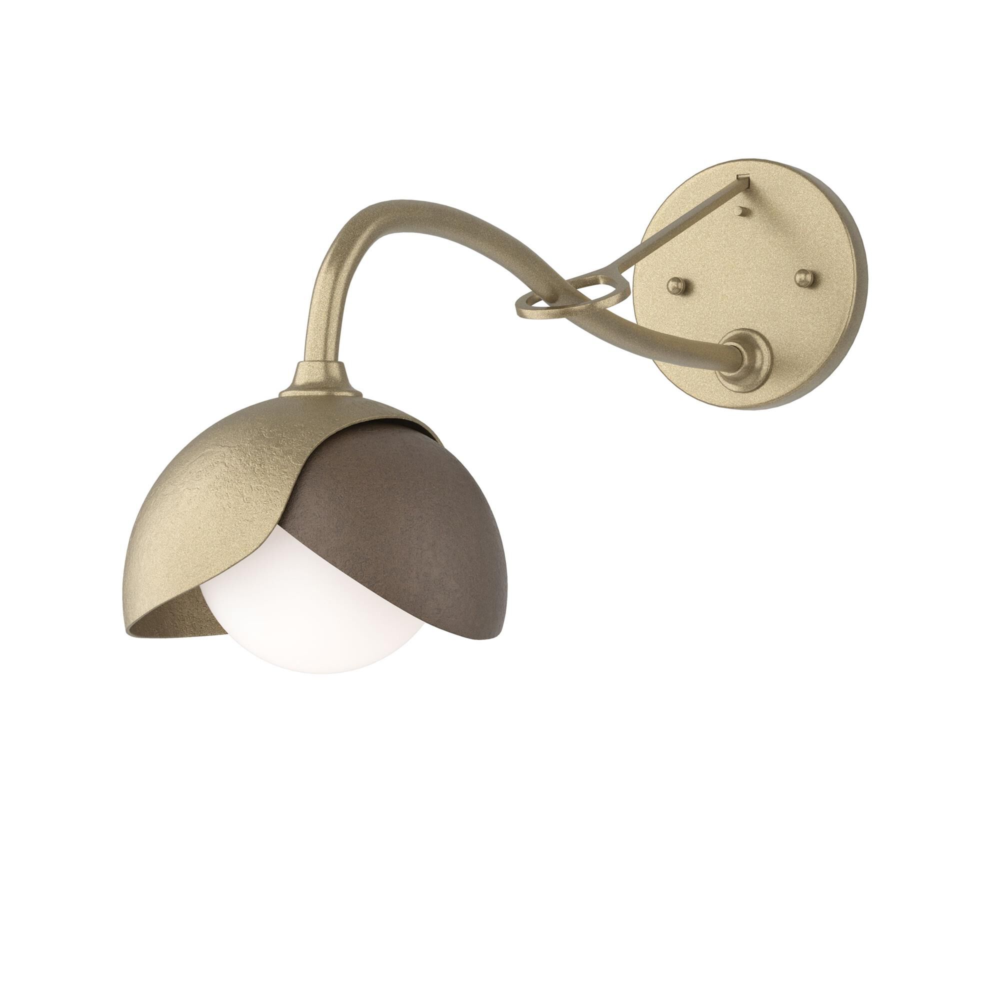 Shown in Soft Gold finish and Opal glass and Bronze (05) accent