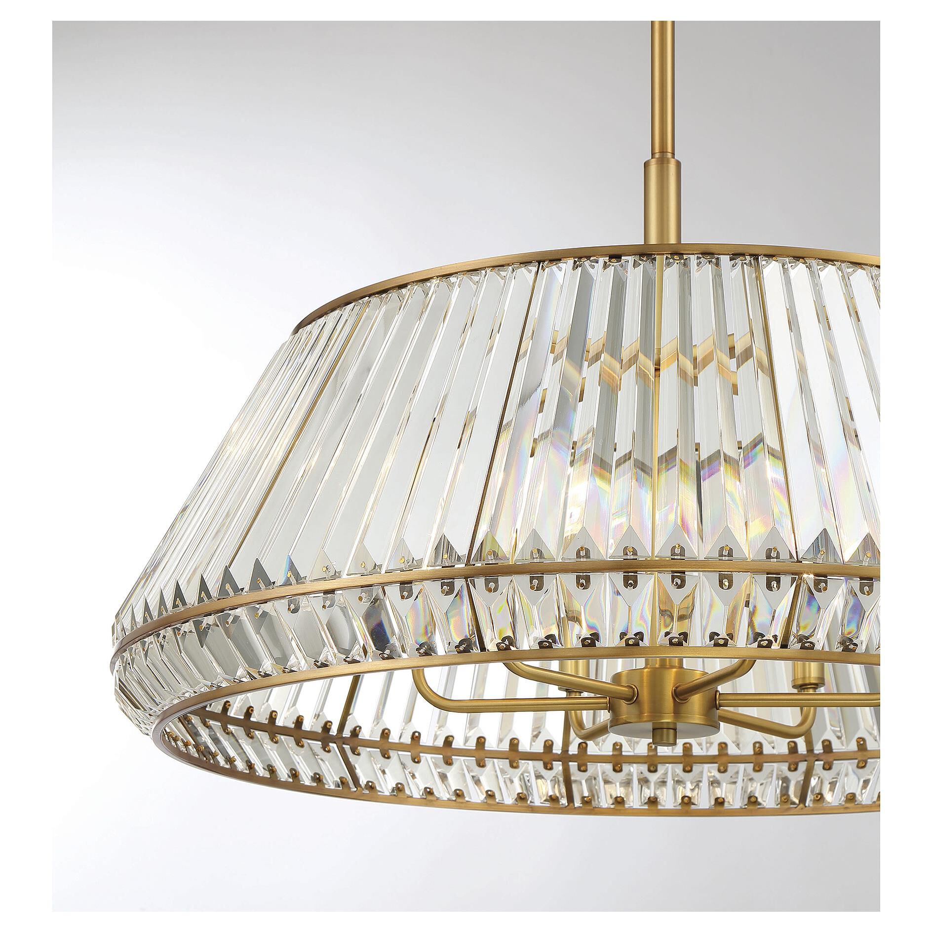 Shown in Warm Brass finish and Clear crystal