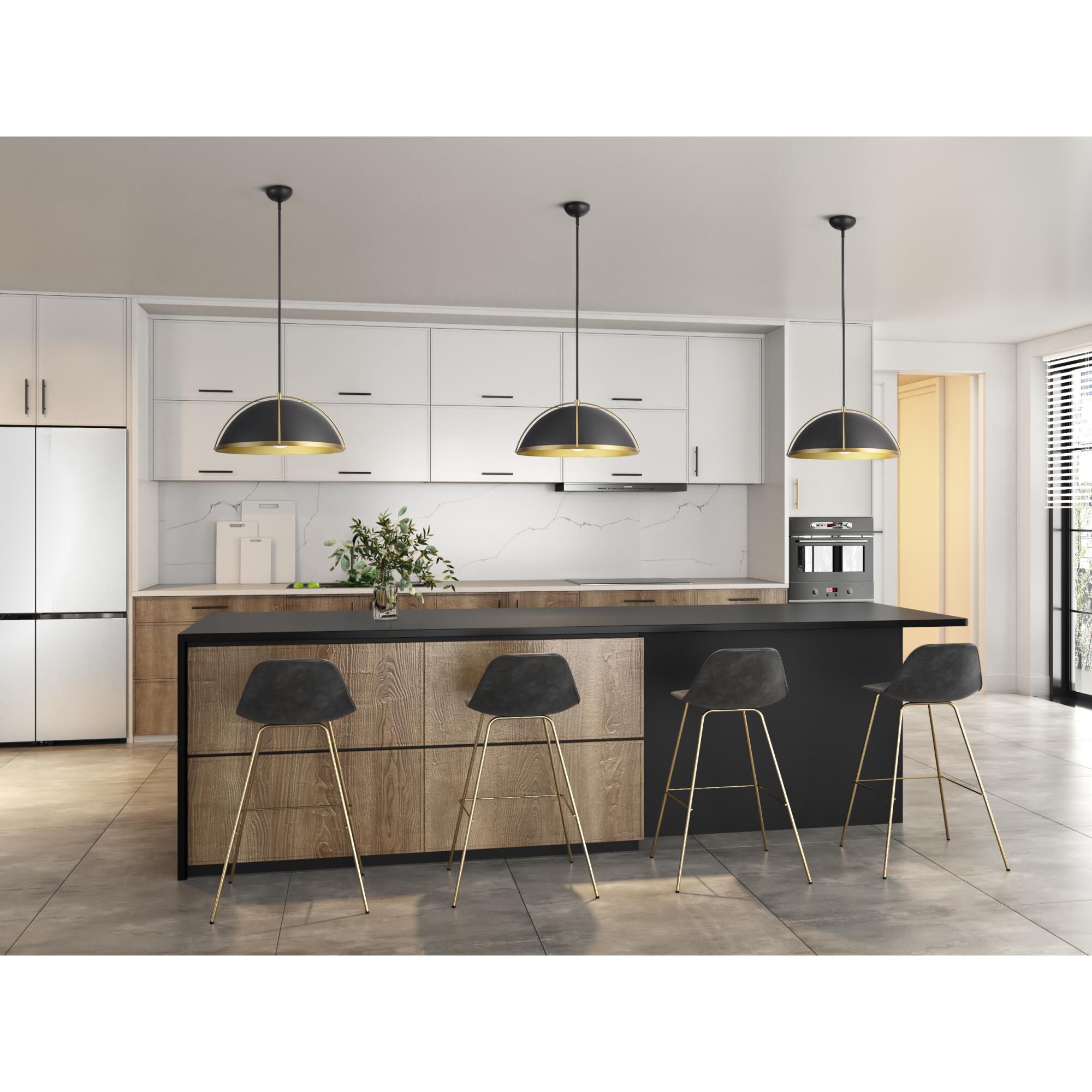 Shown in Black and Brushed Brass finish