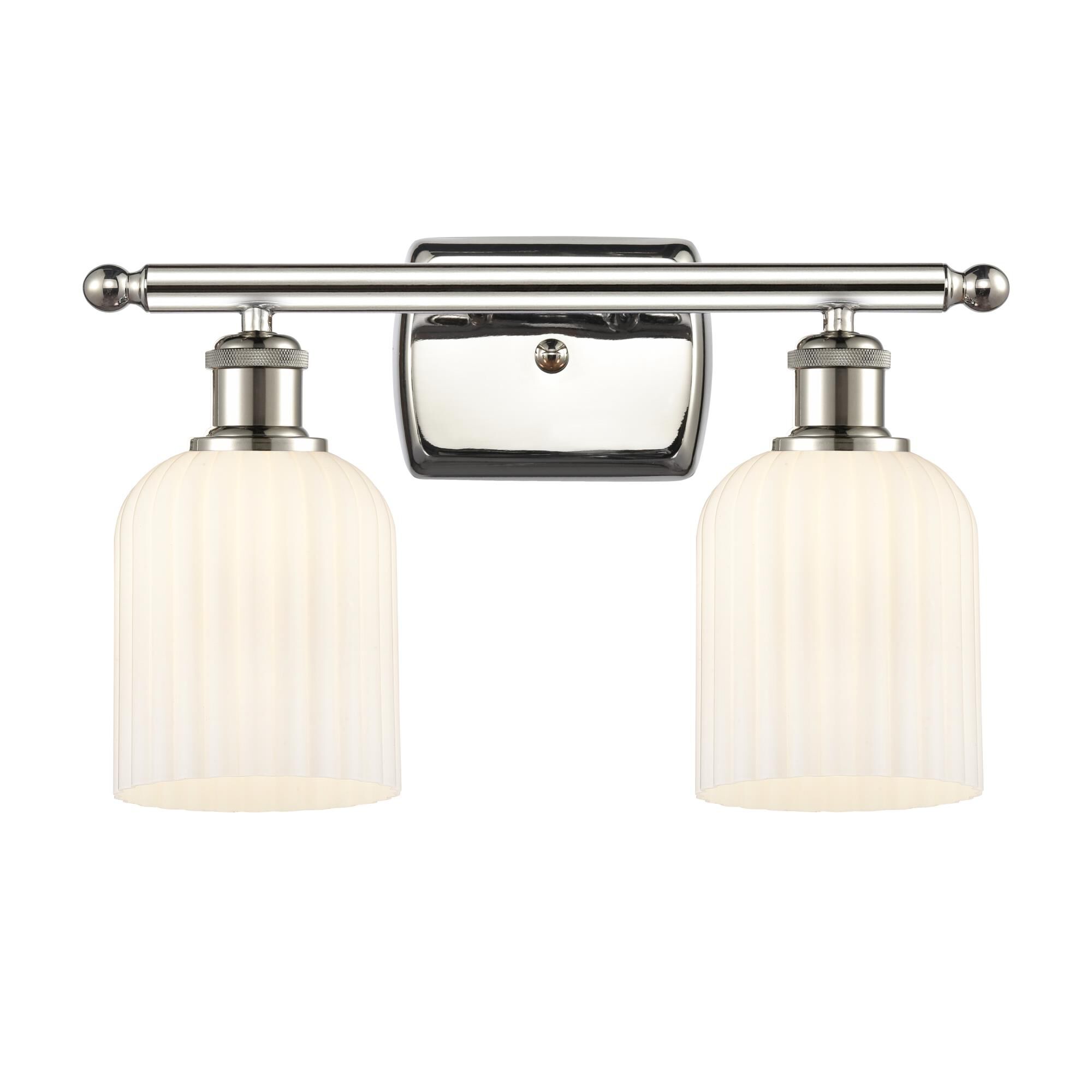 Shown in Polished Nickel finish and Gloss White shade