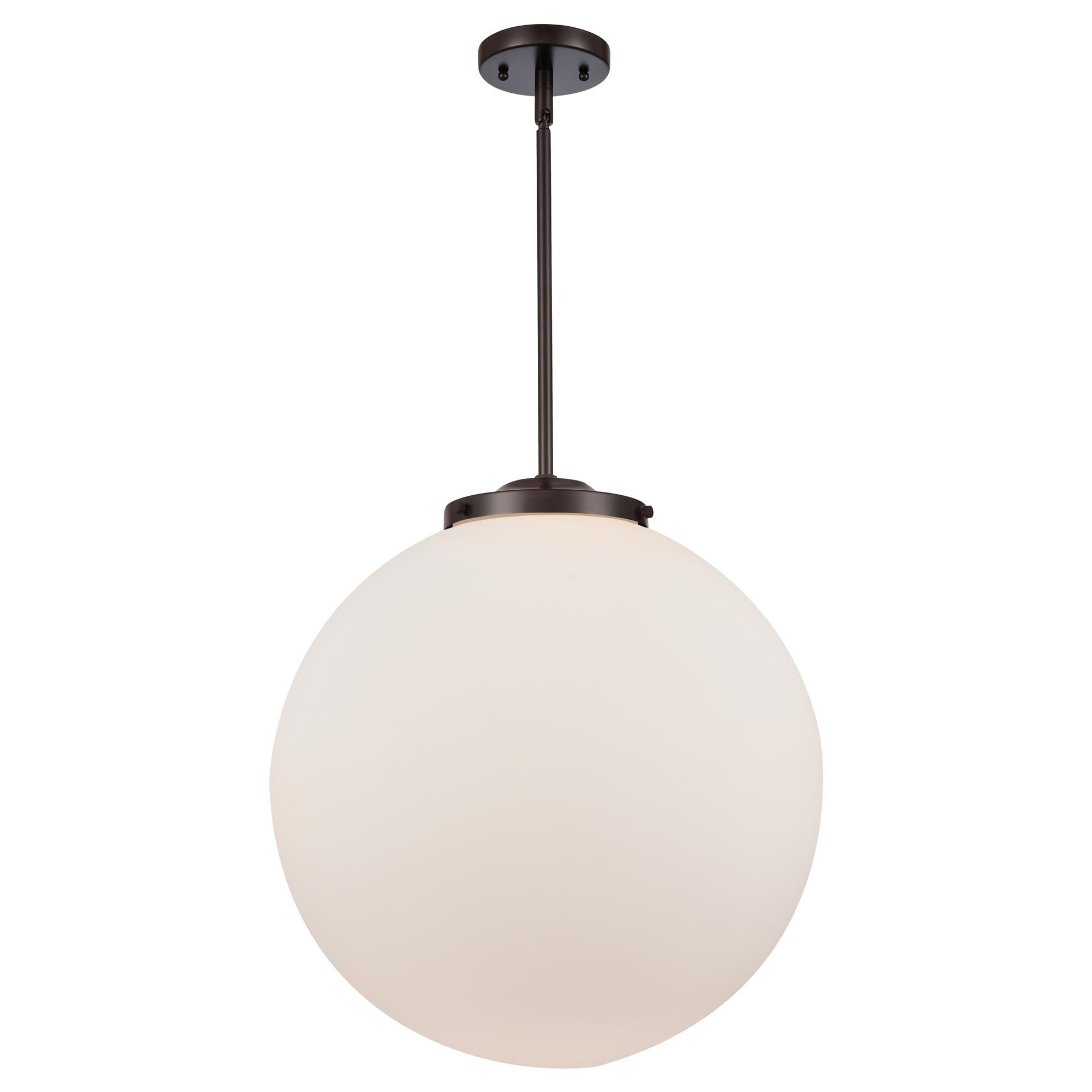 Shown in Oil Rubbed Bronze finish and Matte White Cased Beacon glass