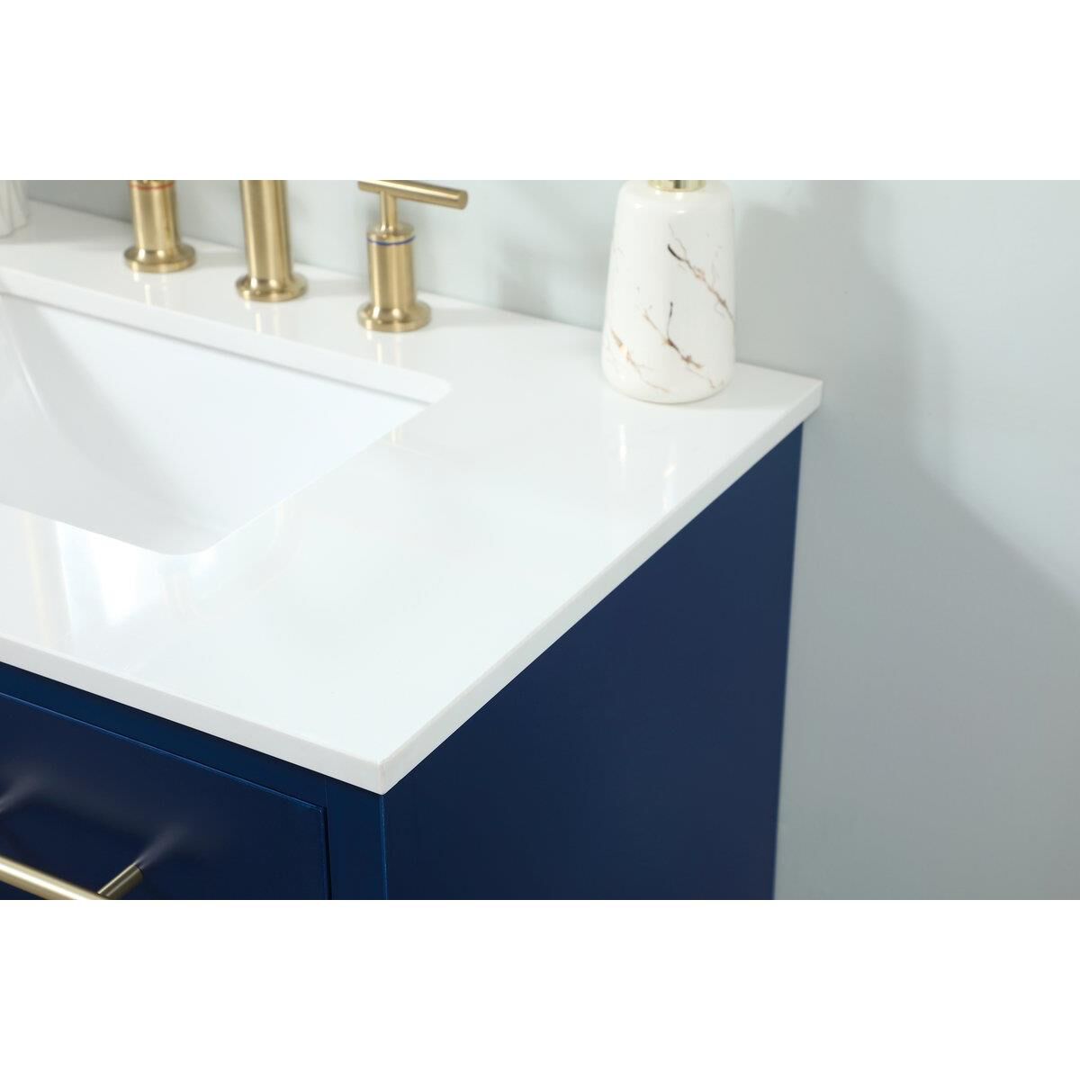 Shown in Blue finish and No Backsplash accent