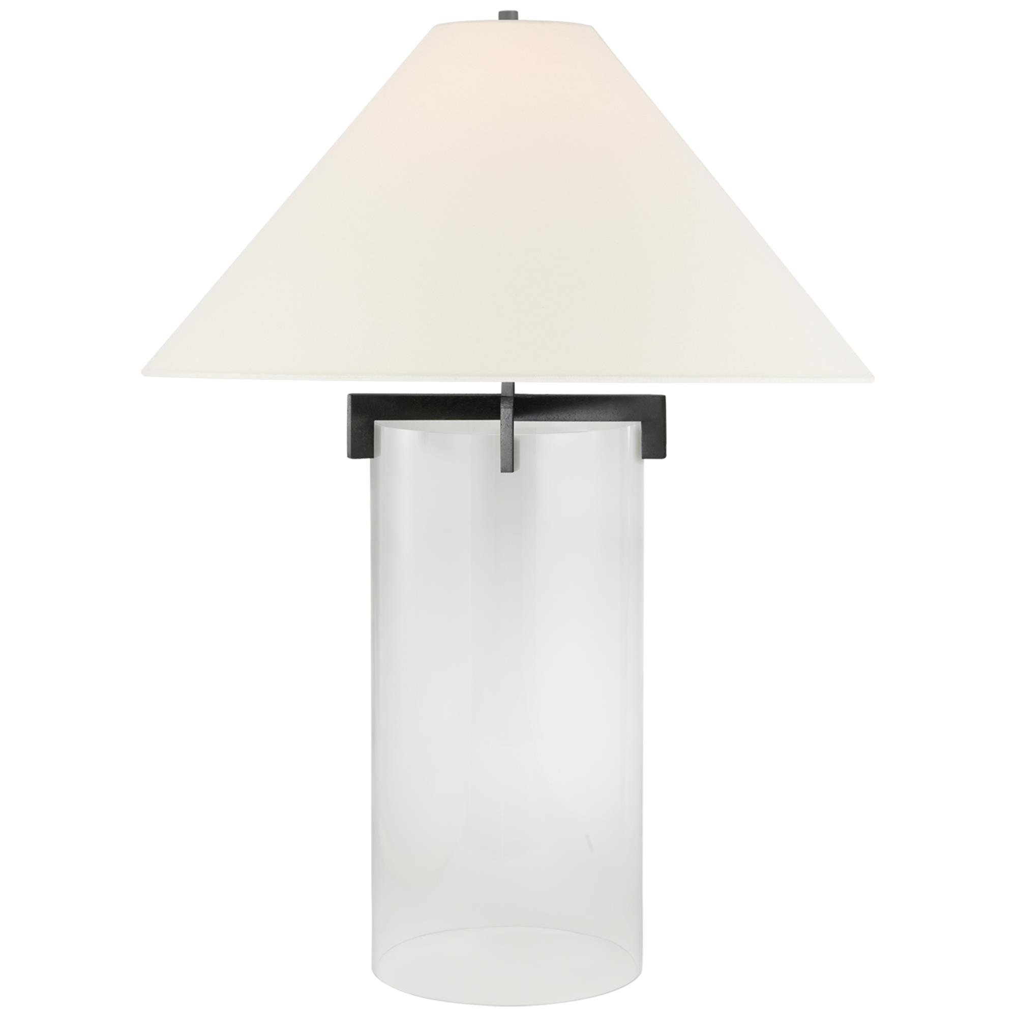 Shown in Aged Iron finish and Linen shade
