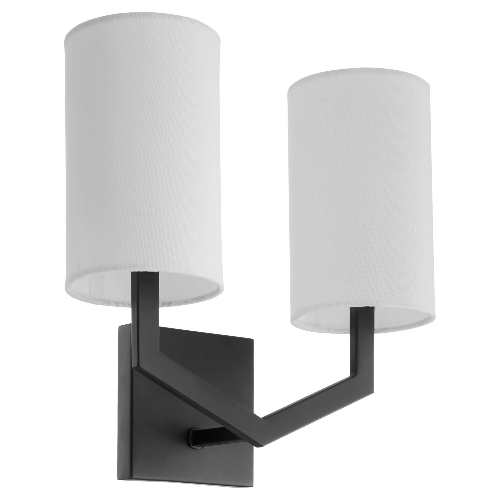 Shown in Matte Black finish and White Linen shade