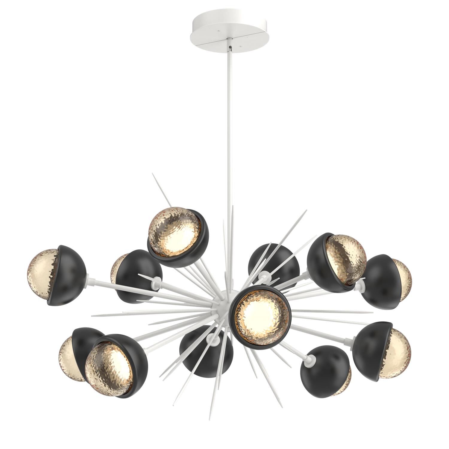 Shown in Salt White finish and Amber glass and Matte Black accent