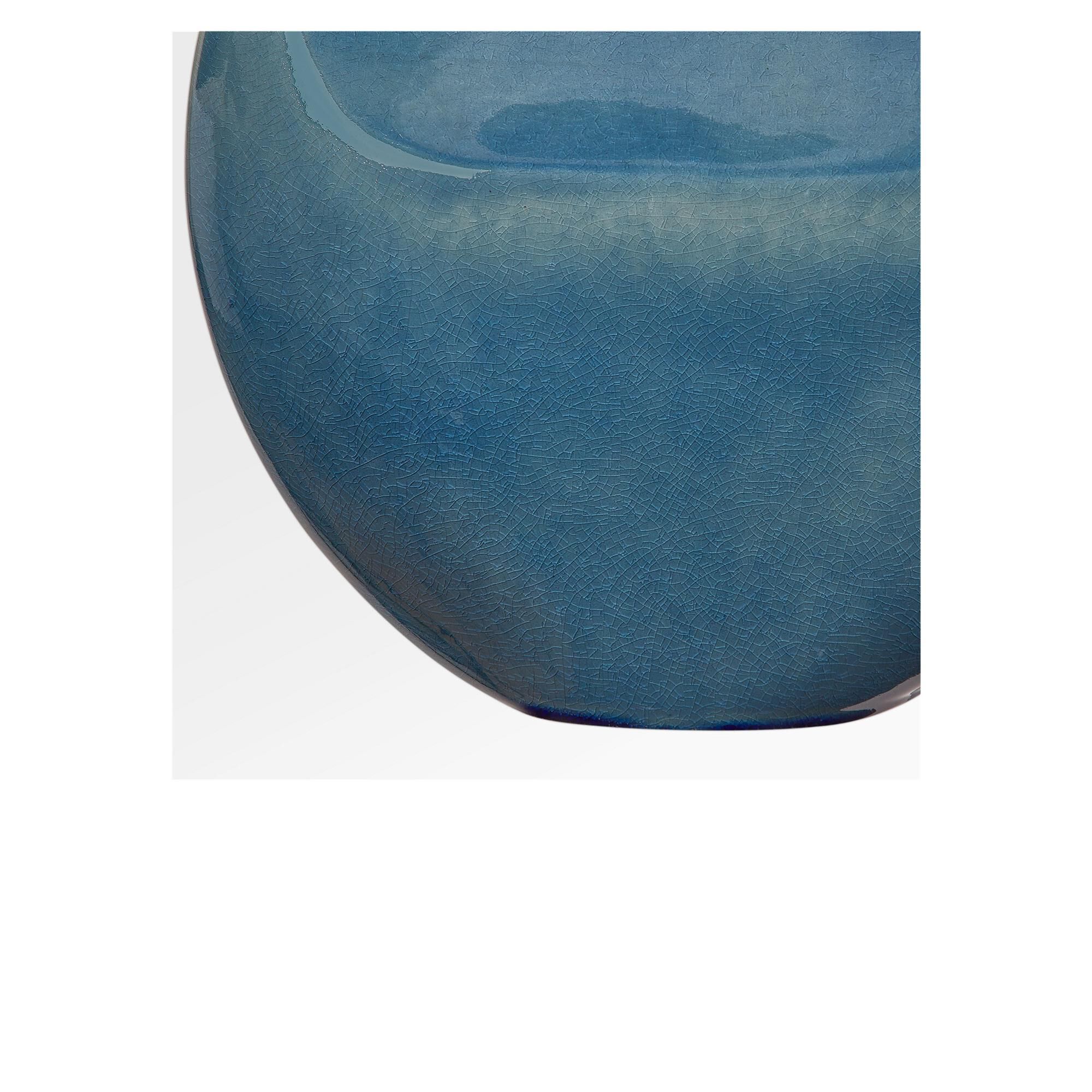 Shown in Deep Ocean Crackle finish and White Linen Fabric shade