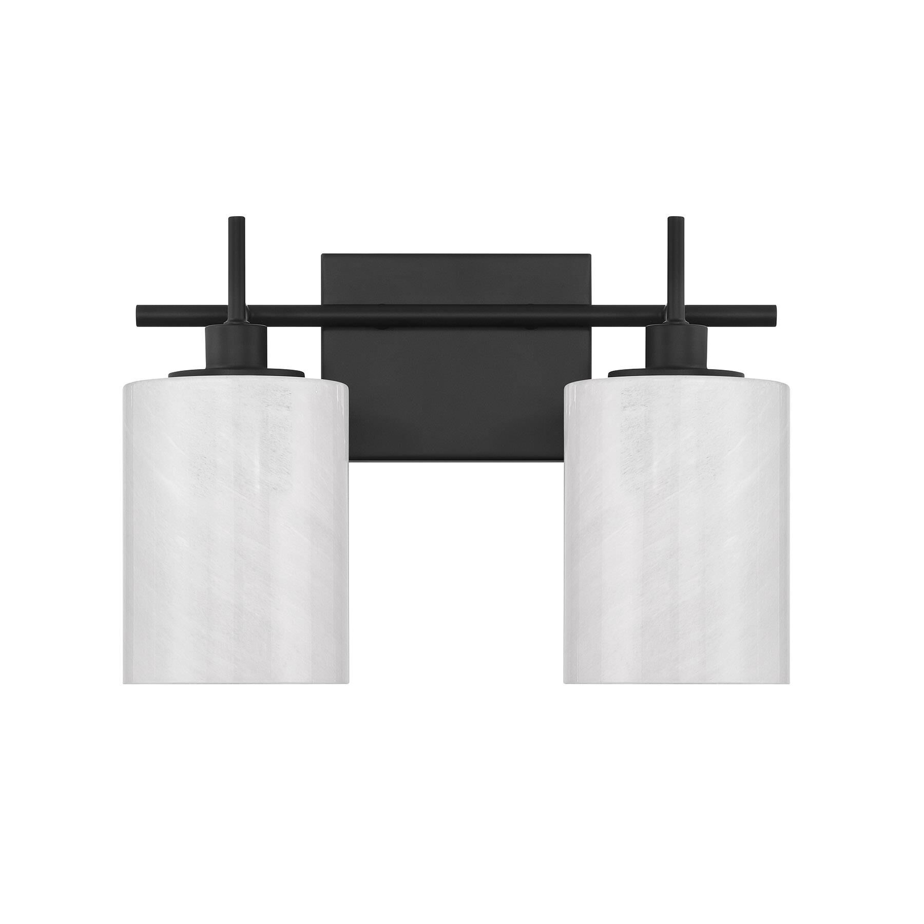 Shown in Matte Black finish and White Strie glass