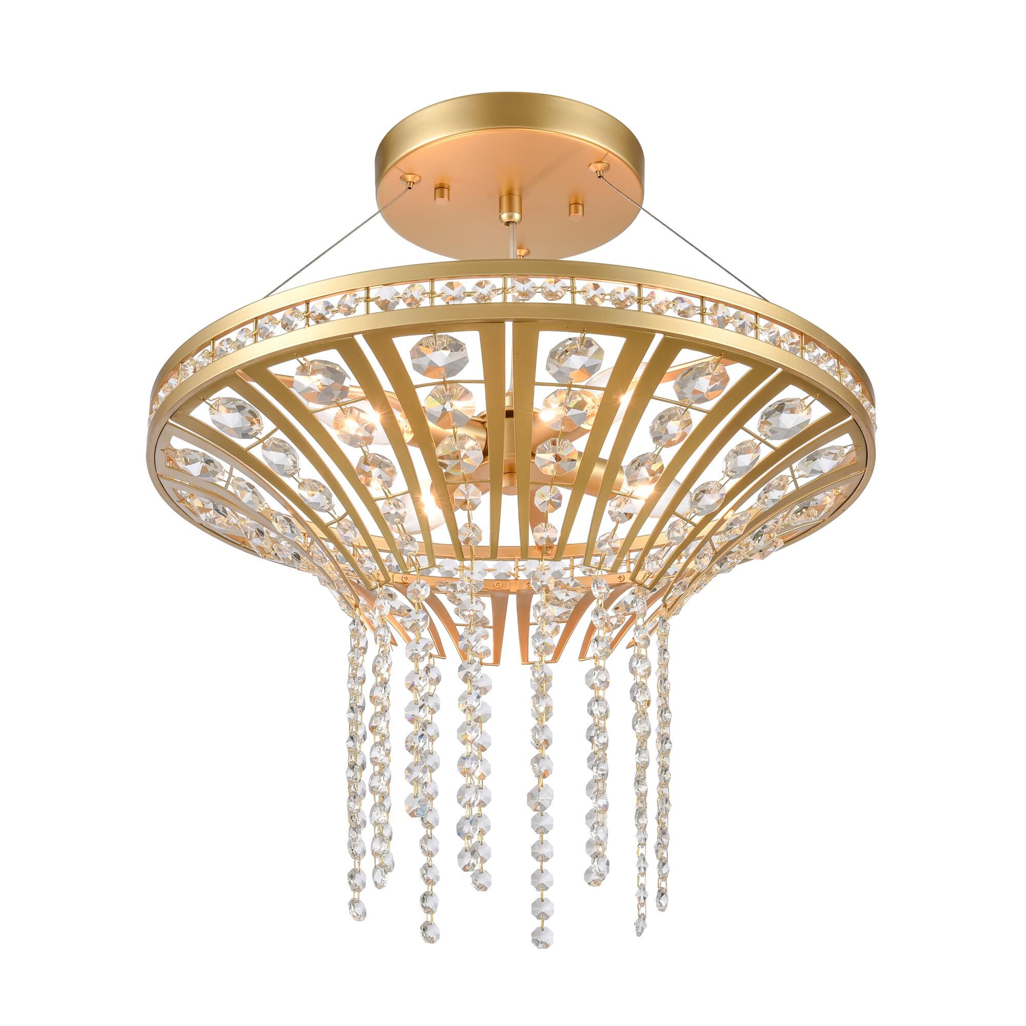 Shown in Gold finish and Champagne Gold Metal with Crystal Strands shade