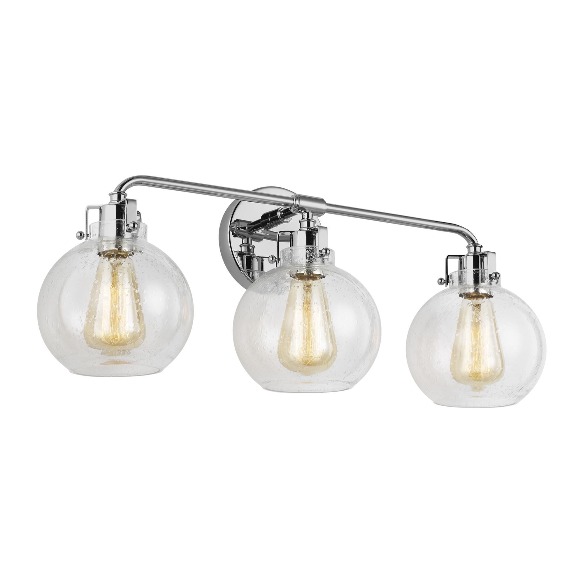 Shown in Chrome finish and Clear Seeded glass
