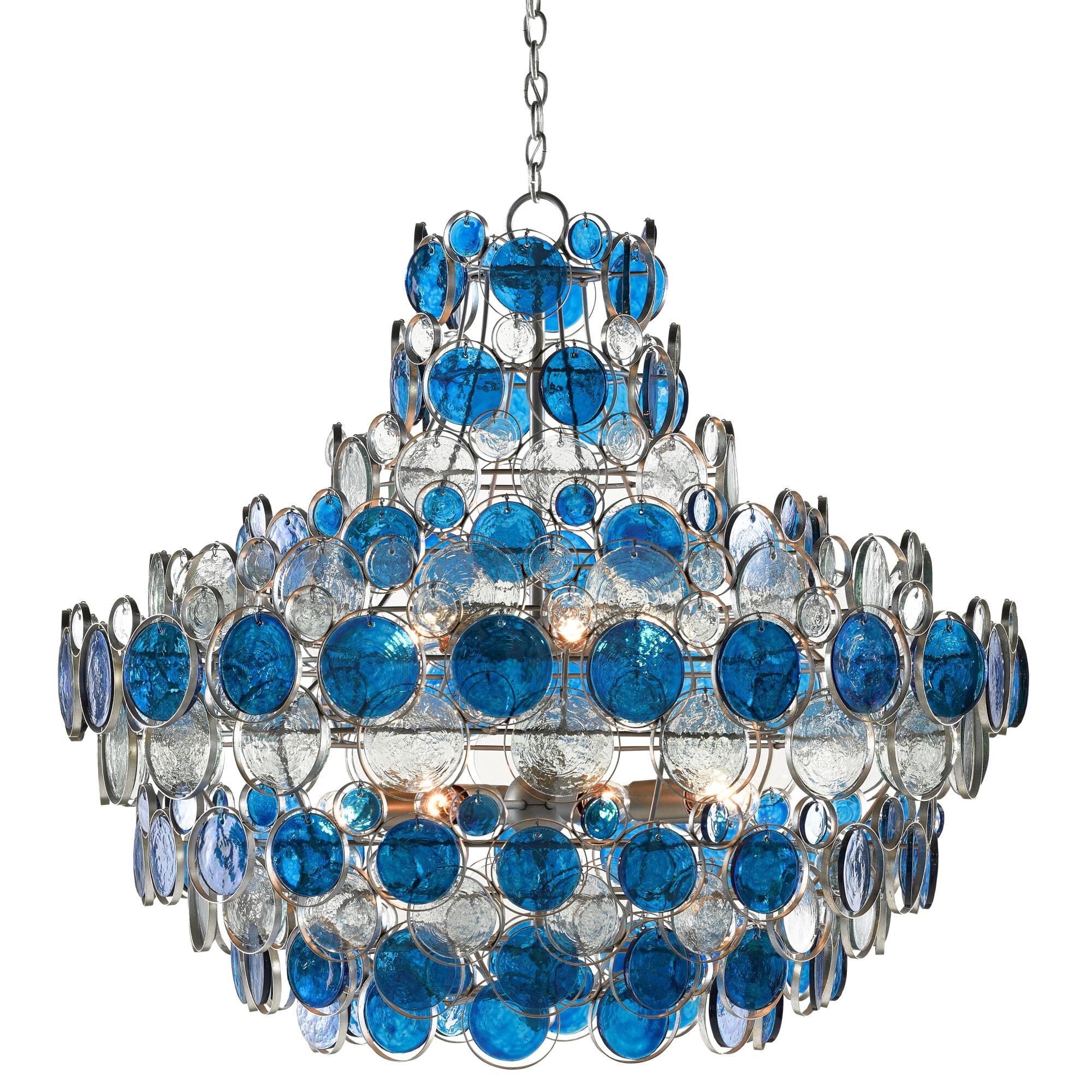 Shown in Contemporary Silver Leaf/Painted  Silver/Blue finish