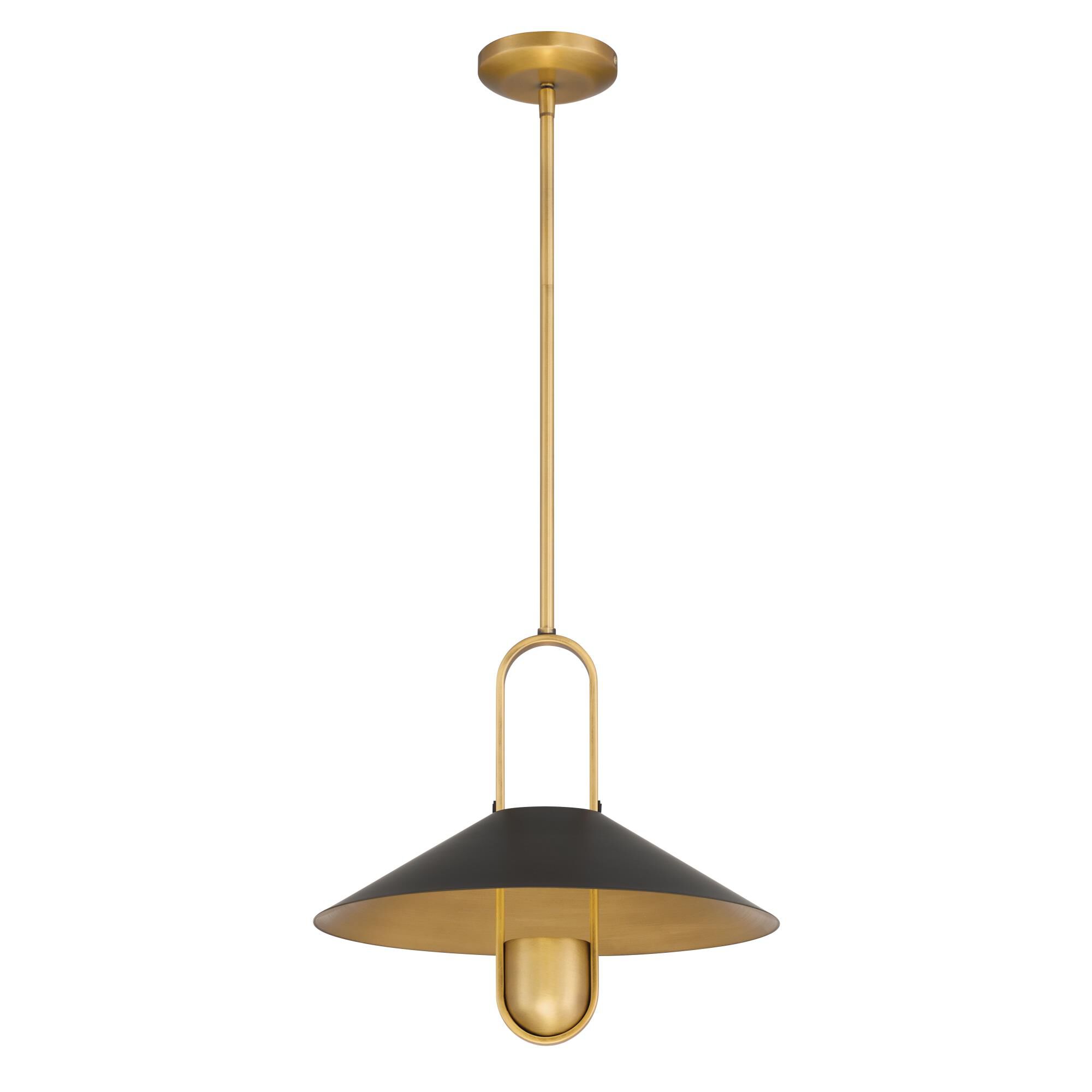 Shown in Legacy Brass & Dark Matte Blac finish and Dark Matte Black glass and Steel shade