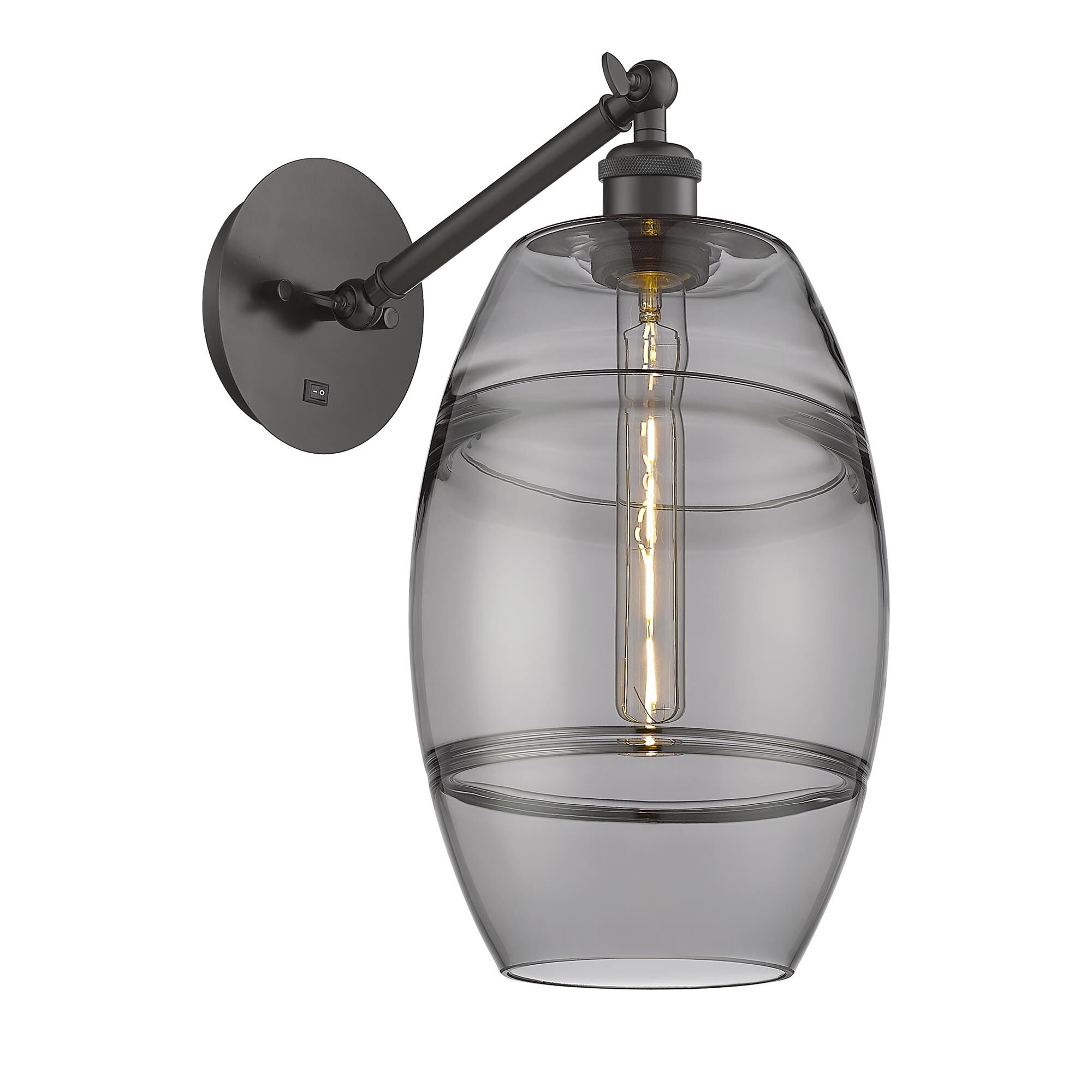 Shown in Oil Rubbed Bronze finish and Light Smoke glass