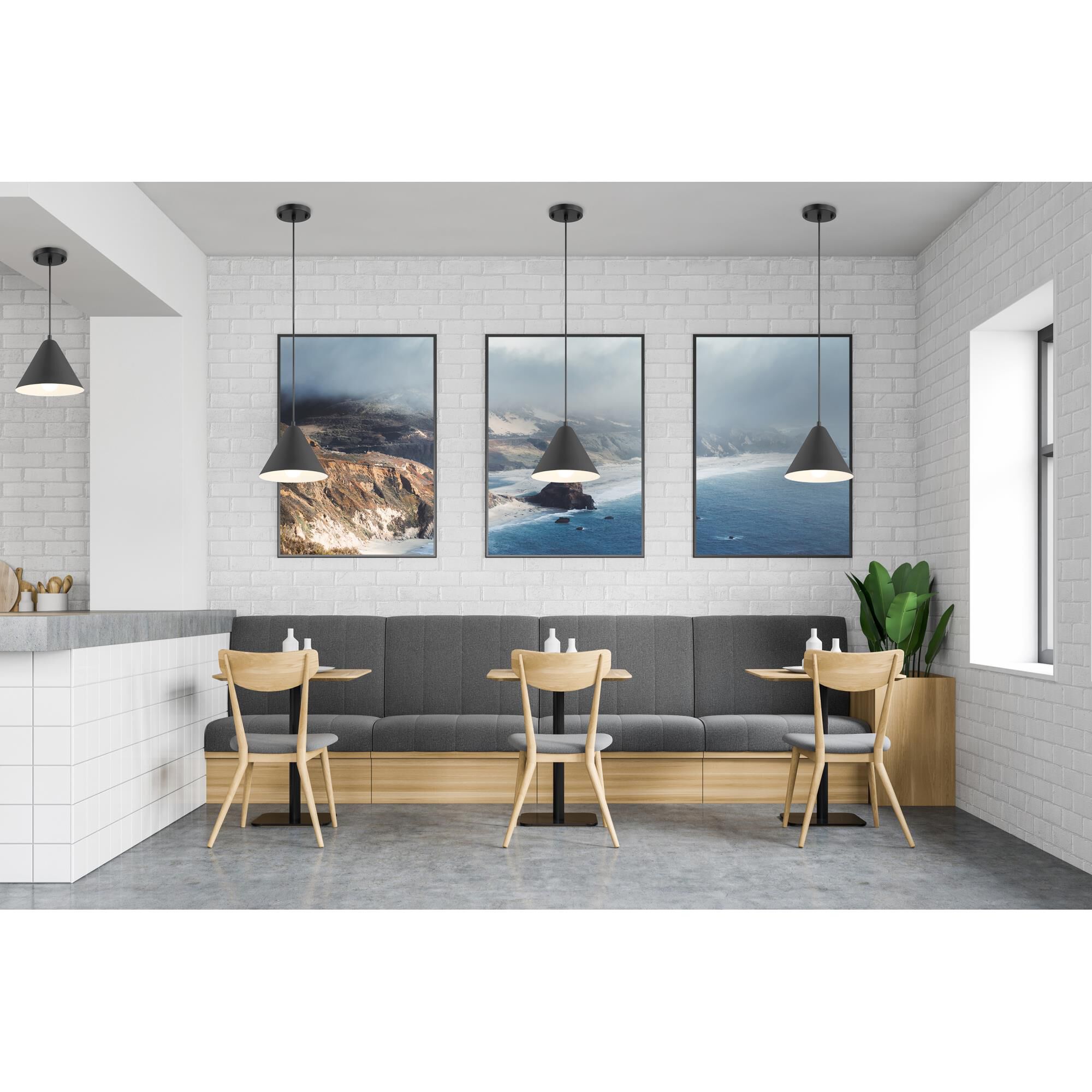 Shown in Matte Black finish and Matte Black Steel shade