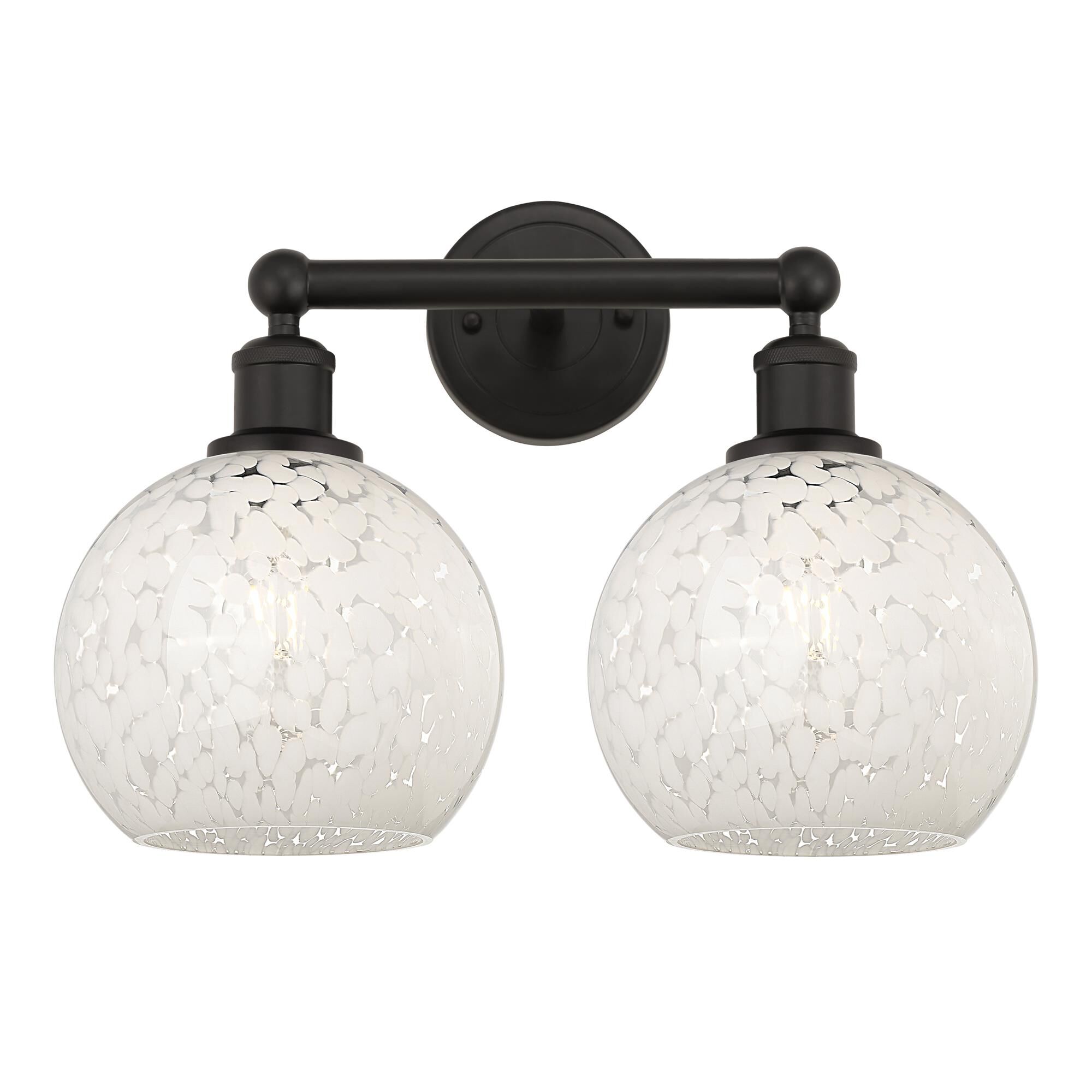 Shown in Oil Rubbed Bronze finish and White Mouchette glass