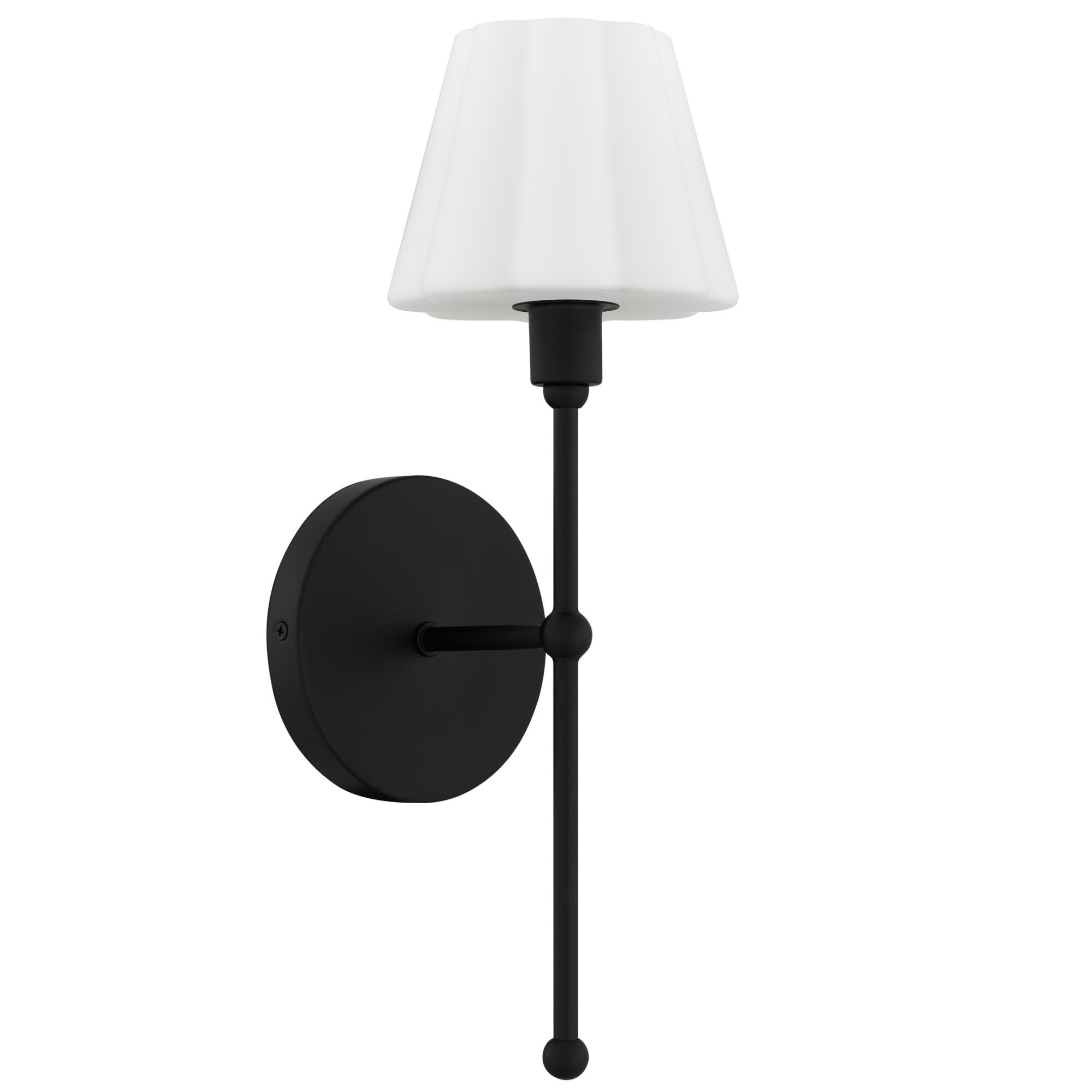 Shown in Matte Black finish and Opal Etched Glass shade