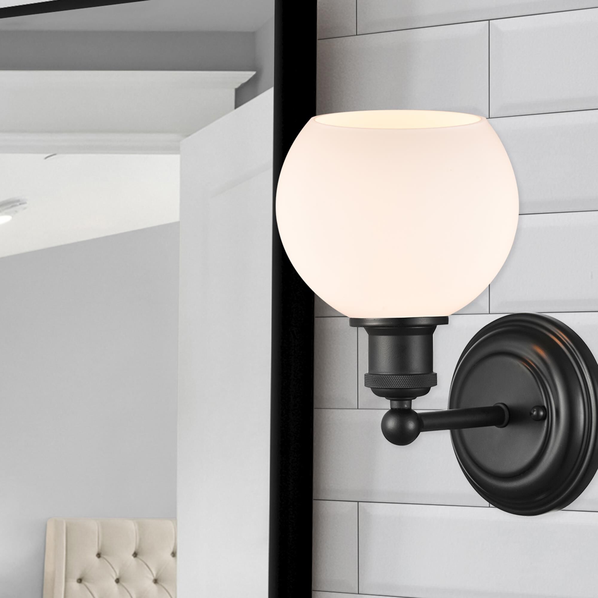 Shown in Matte Black  finish and Matte White glass