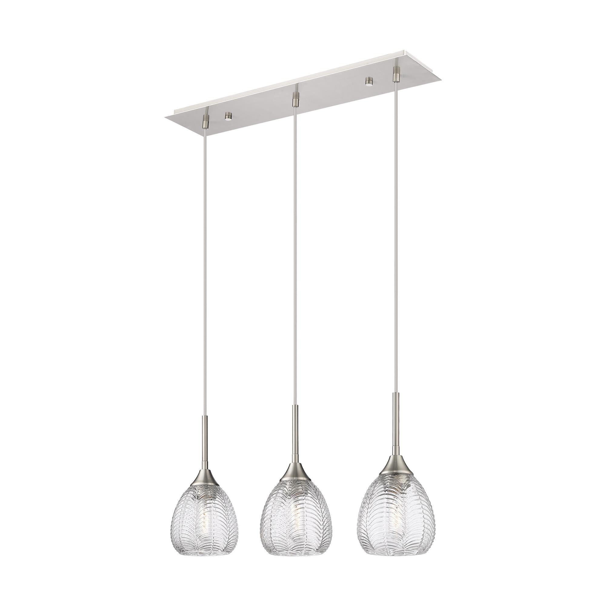 Shown in Satin Nickel finish and Clear shade