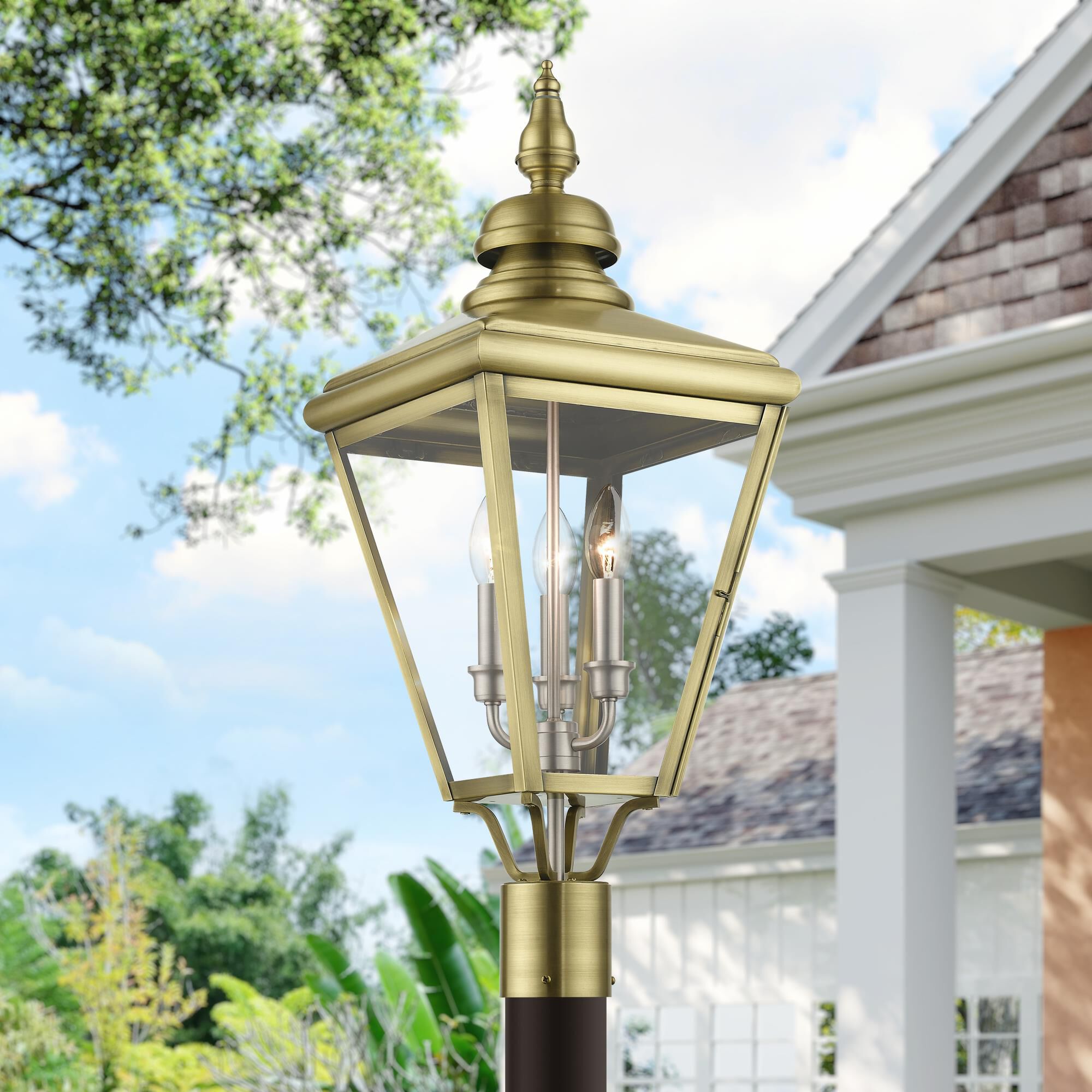 Adams 26 Inch Tall 3 Light Outdoor Post Lamp by Livex Lighting