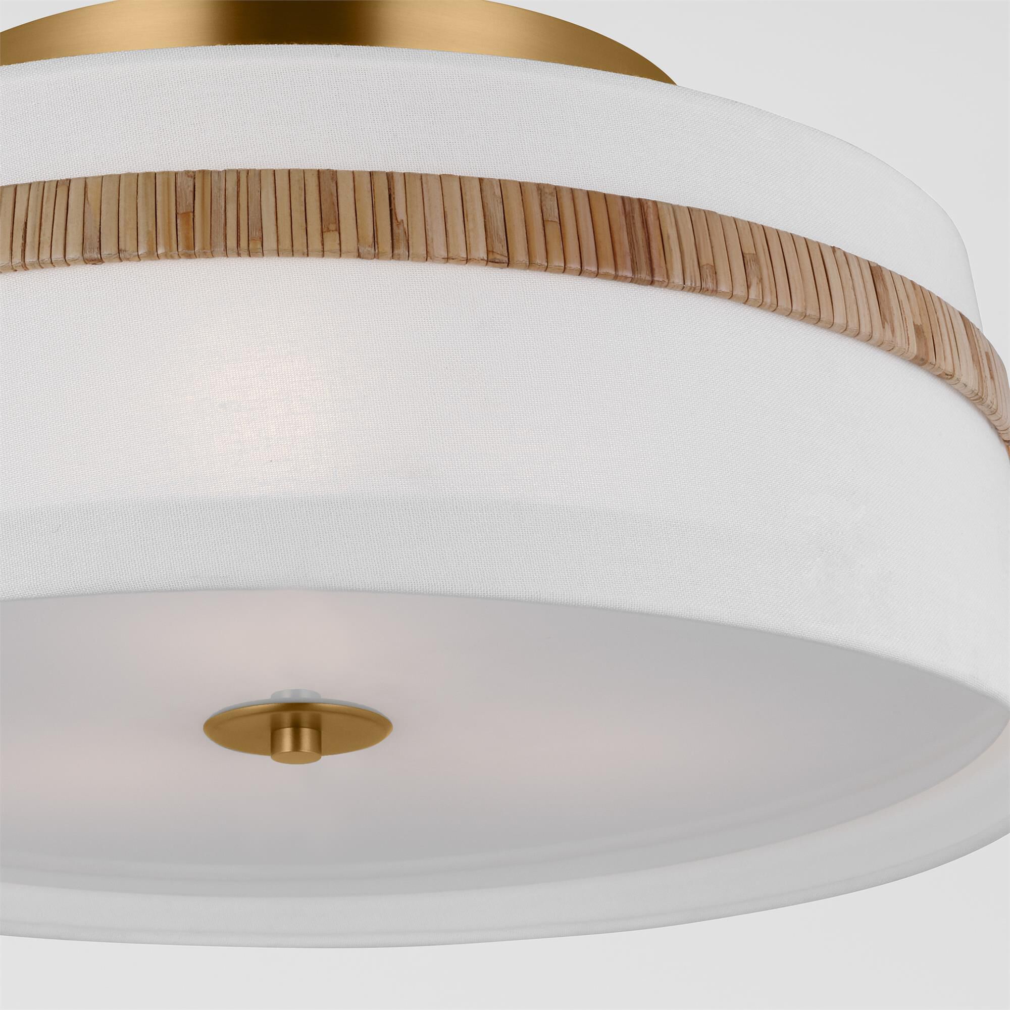 Shown in Rattan finish and White Linen shade