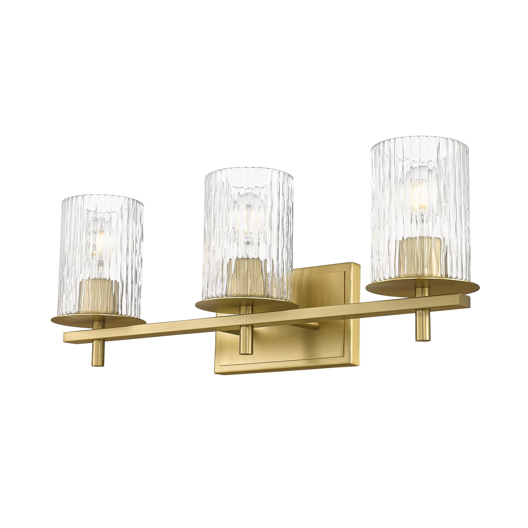 Shown in Modern Gold finish and Clear + Etched Opal glass and Clear + Etched Opal shade