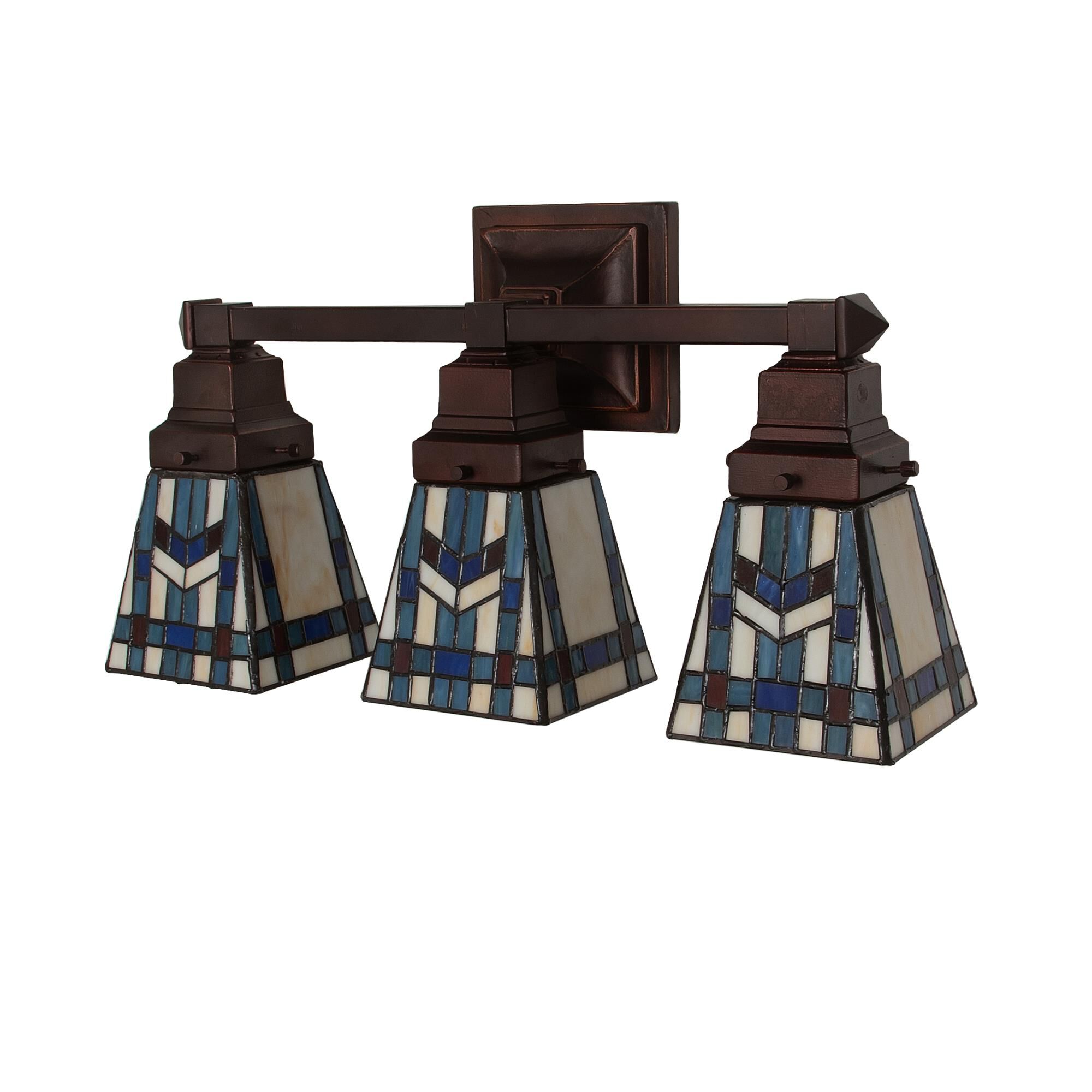 Shown in Mahogany Bronze finish and Blue;Beige glass