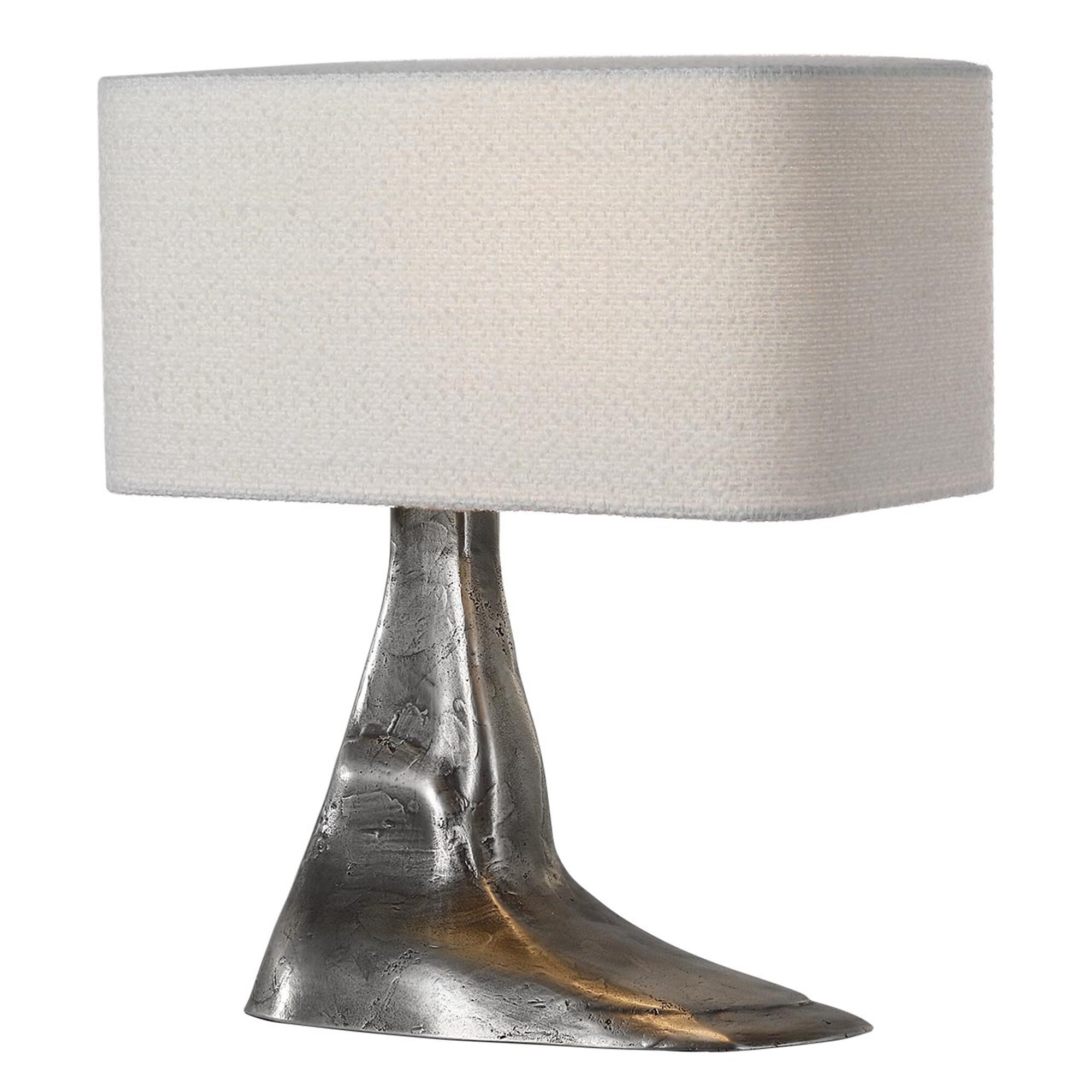 Shown in Museum Pewter finish and Boucle Rectangle shade