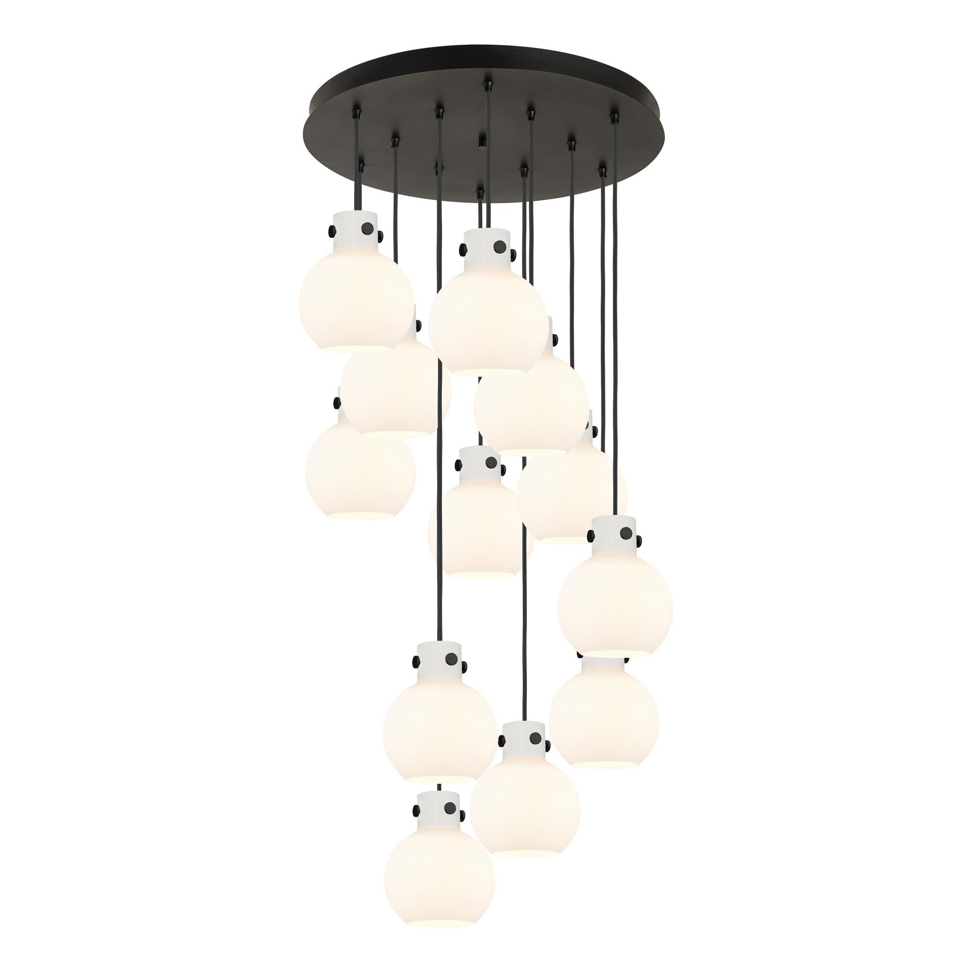 Shown in Matte Black finish and White glass and White Glass shade