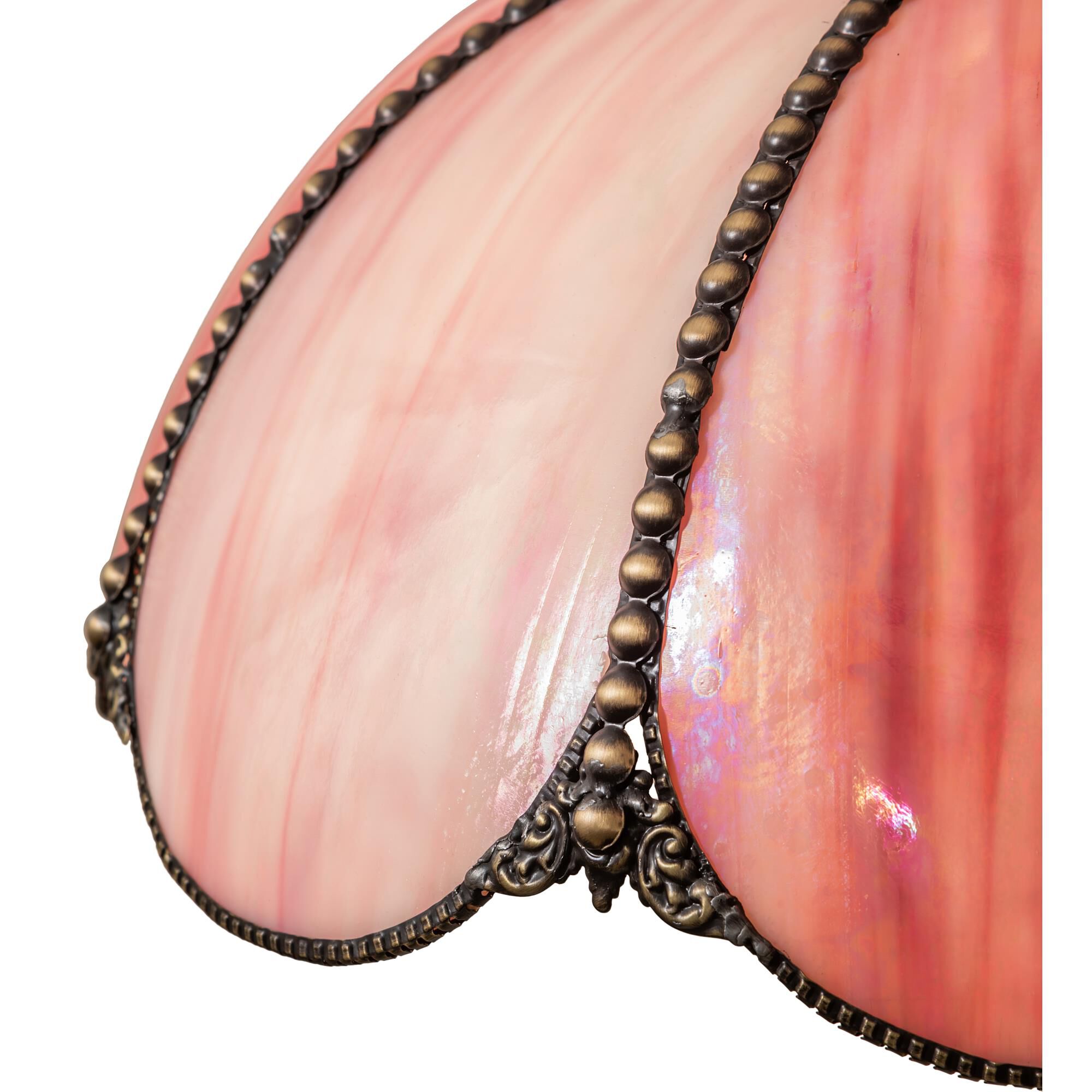 Shown in Craftsman Brown Finish;Mahogany Bronze finish and Pink;Iridescent glass