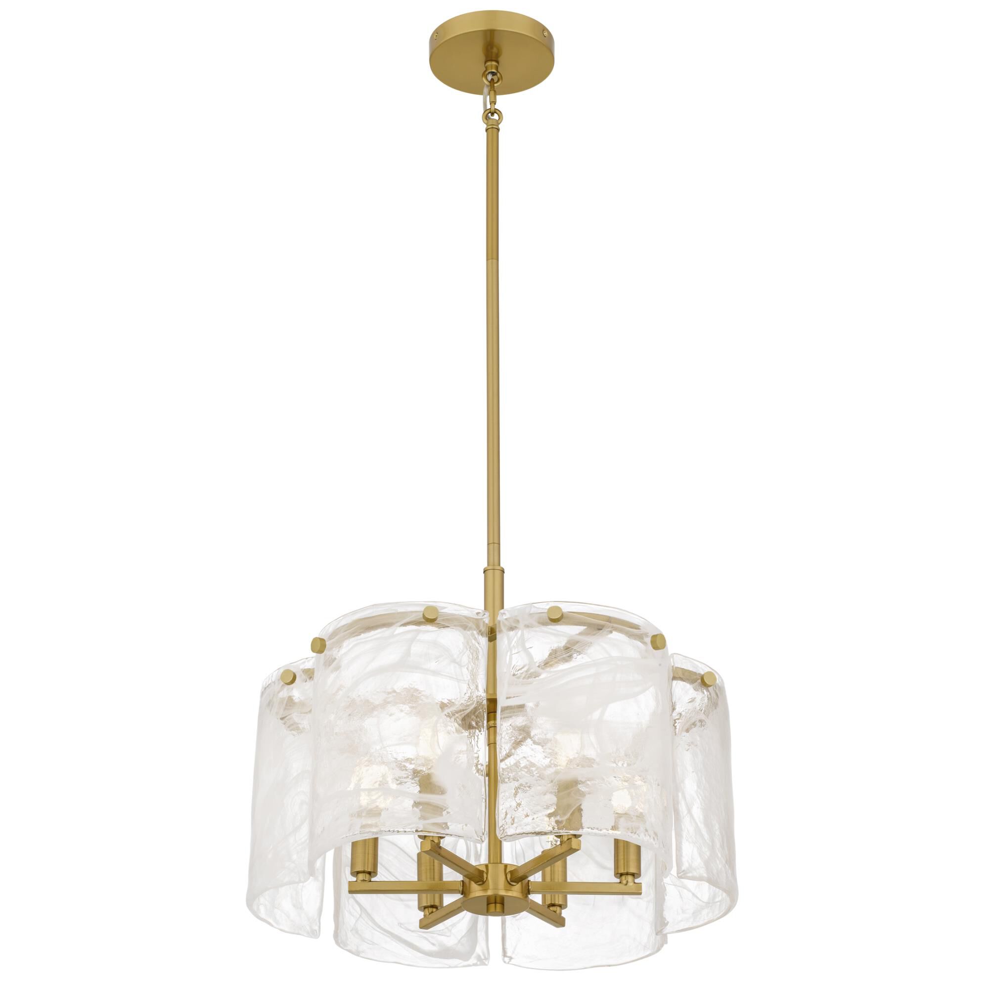 Shown in Brushed Gold finish and White Swirl Glass shade