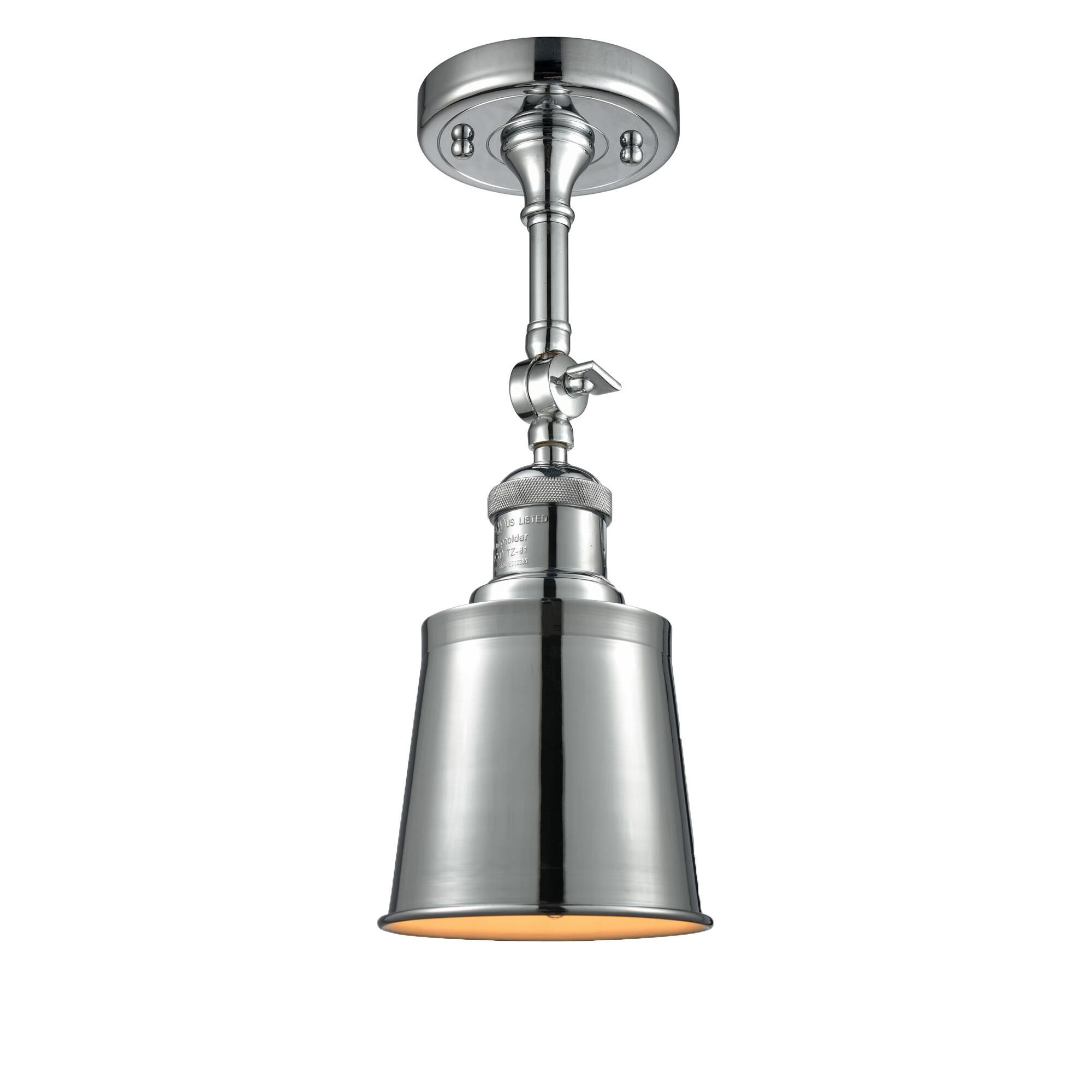 Shown in Polished Chrome finish and Polished Chrome glass and Polished Chrome shade and No Accent accent