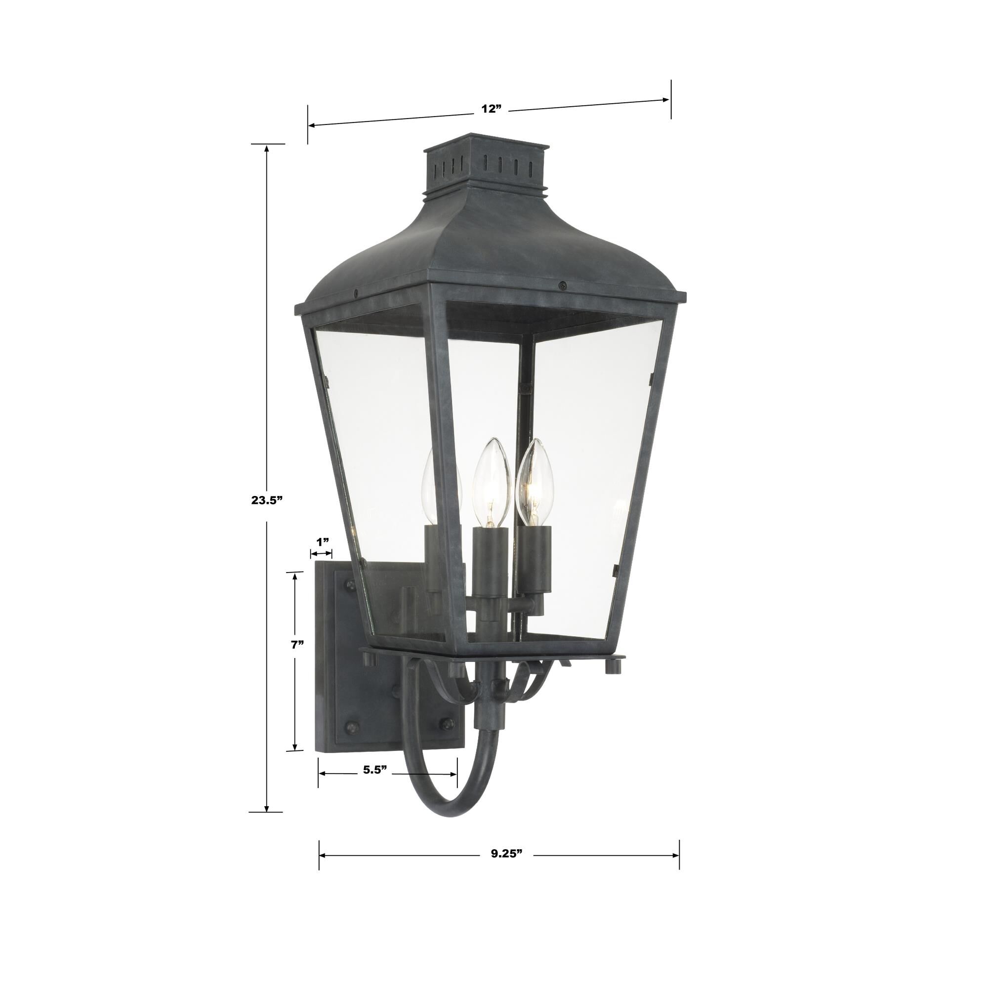 Dumont 23 Inch Tall 3 Light Outdoor Wall Light by Crystorama