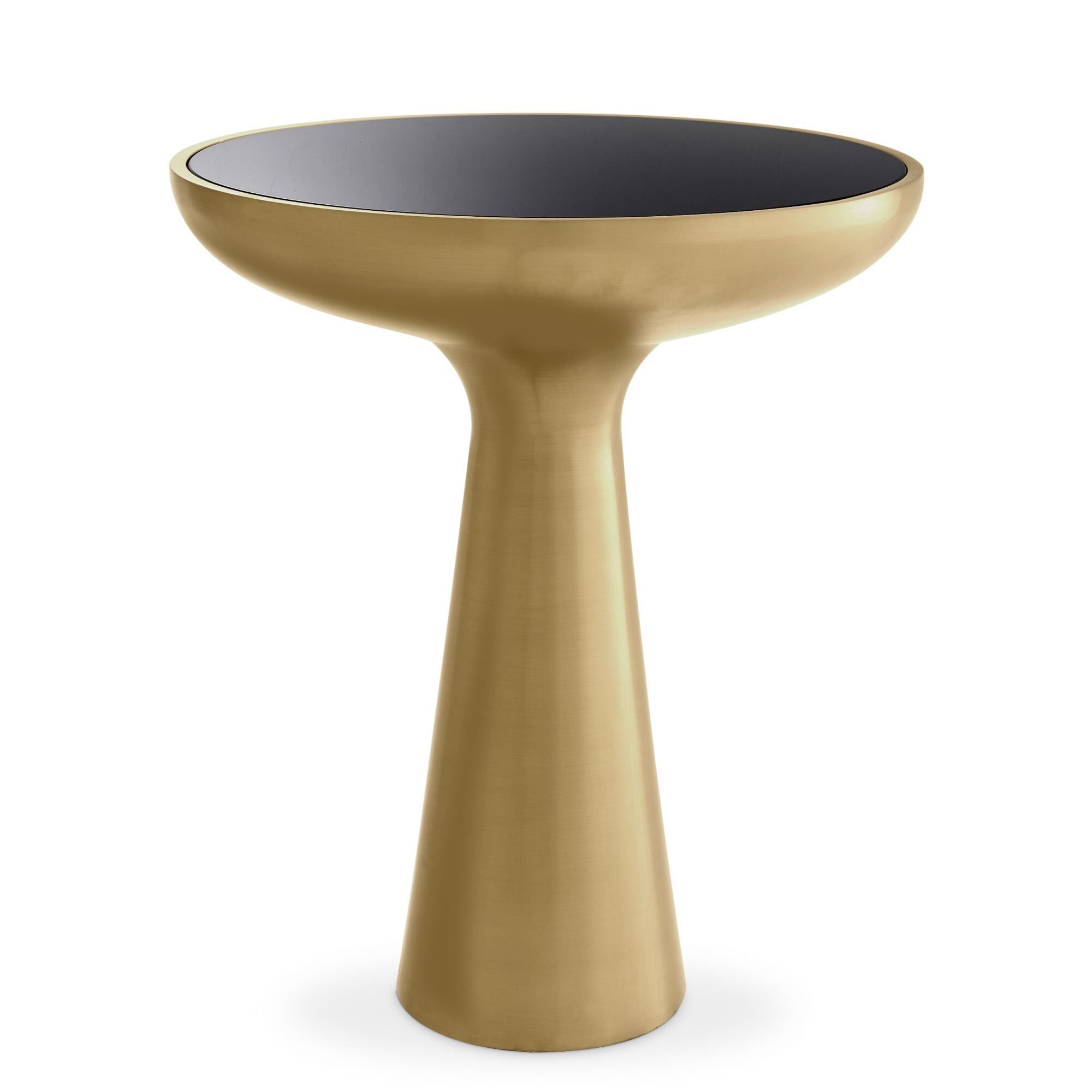 Shown in Brushed Brass Finish | Black Glass finish