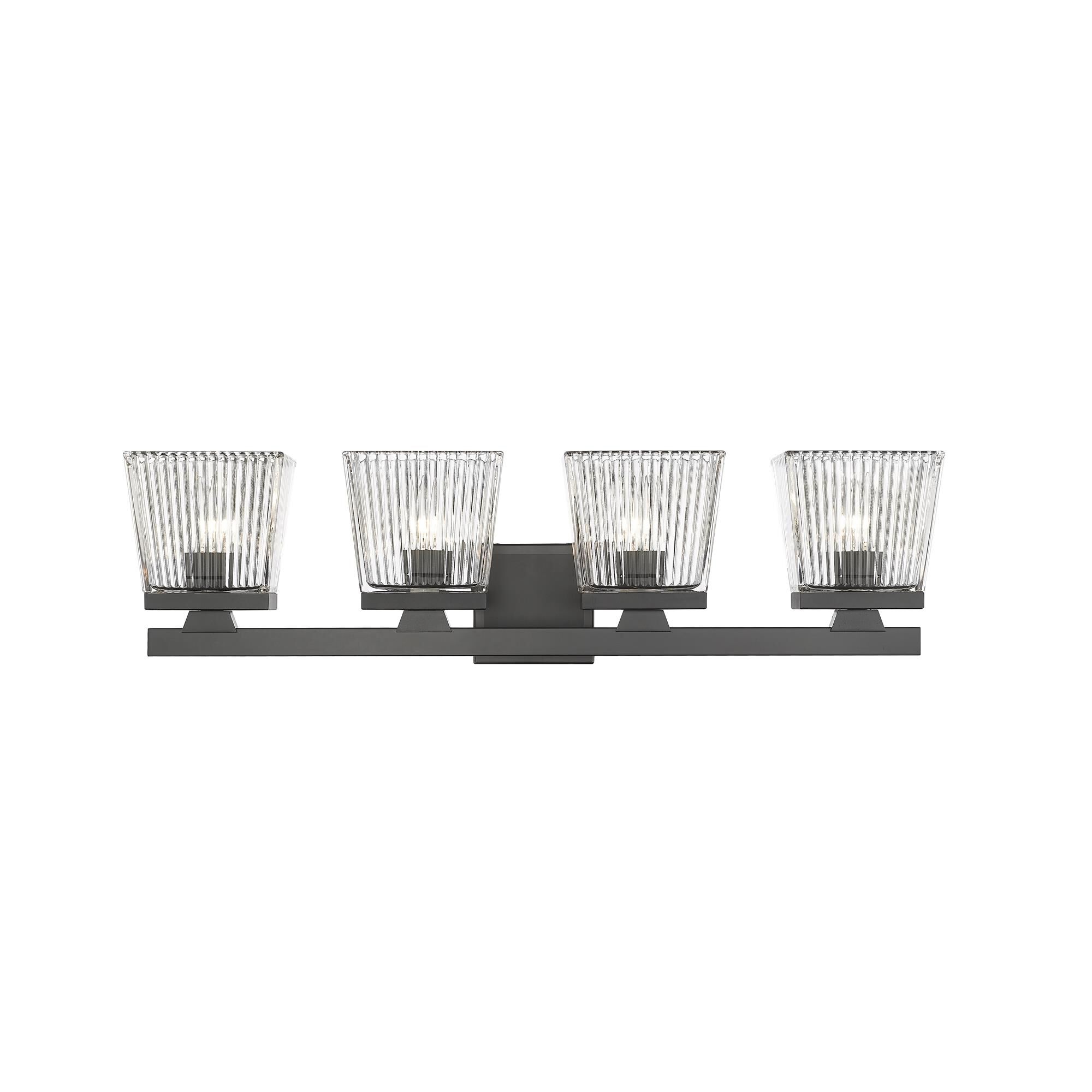 Shown in Matte Black finish and Glass shade