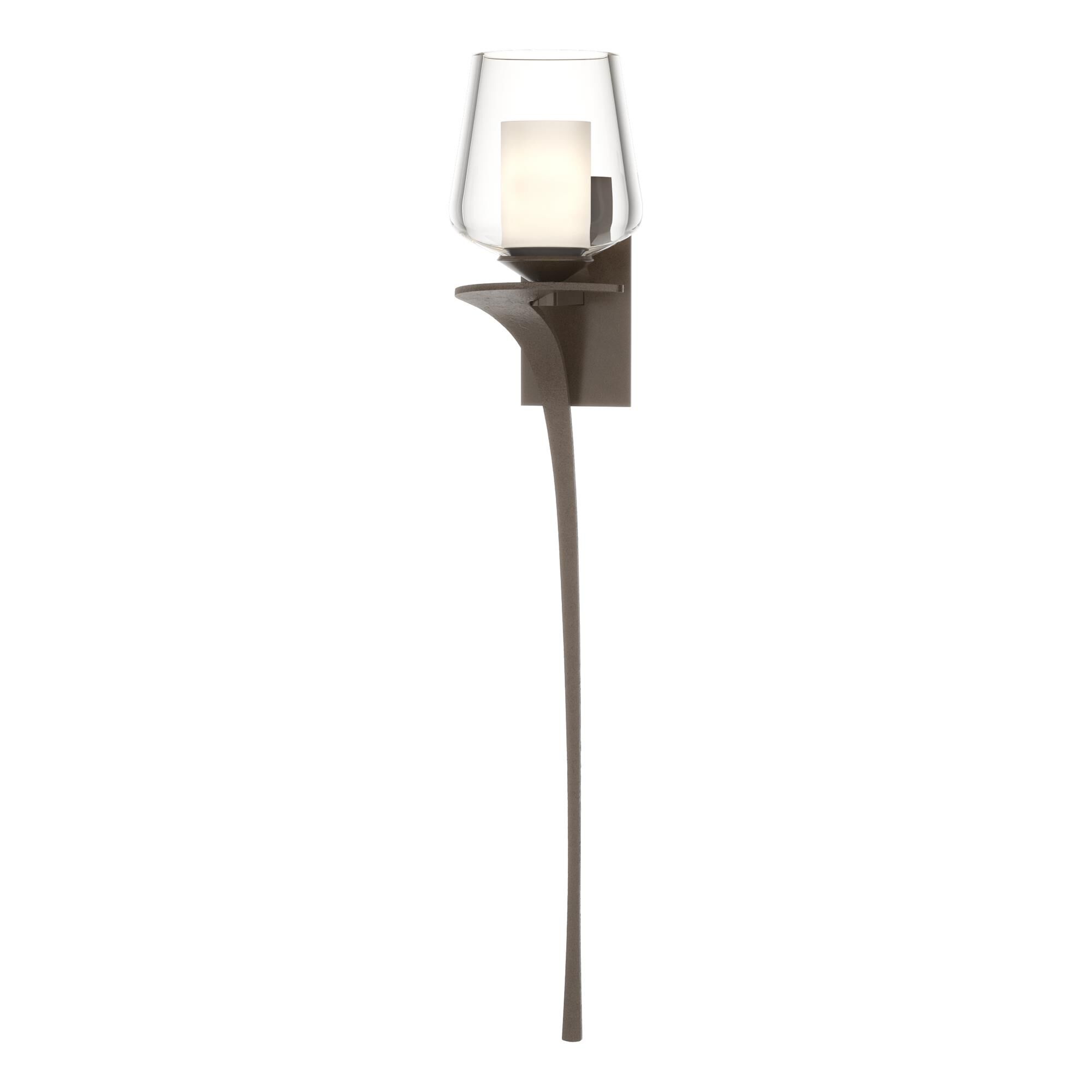 Shown in Bronze finish and Opal and Clear glass and Orientation: Left accent