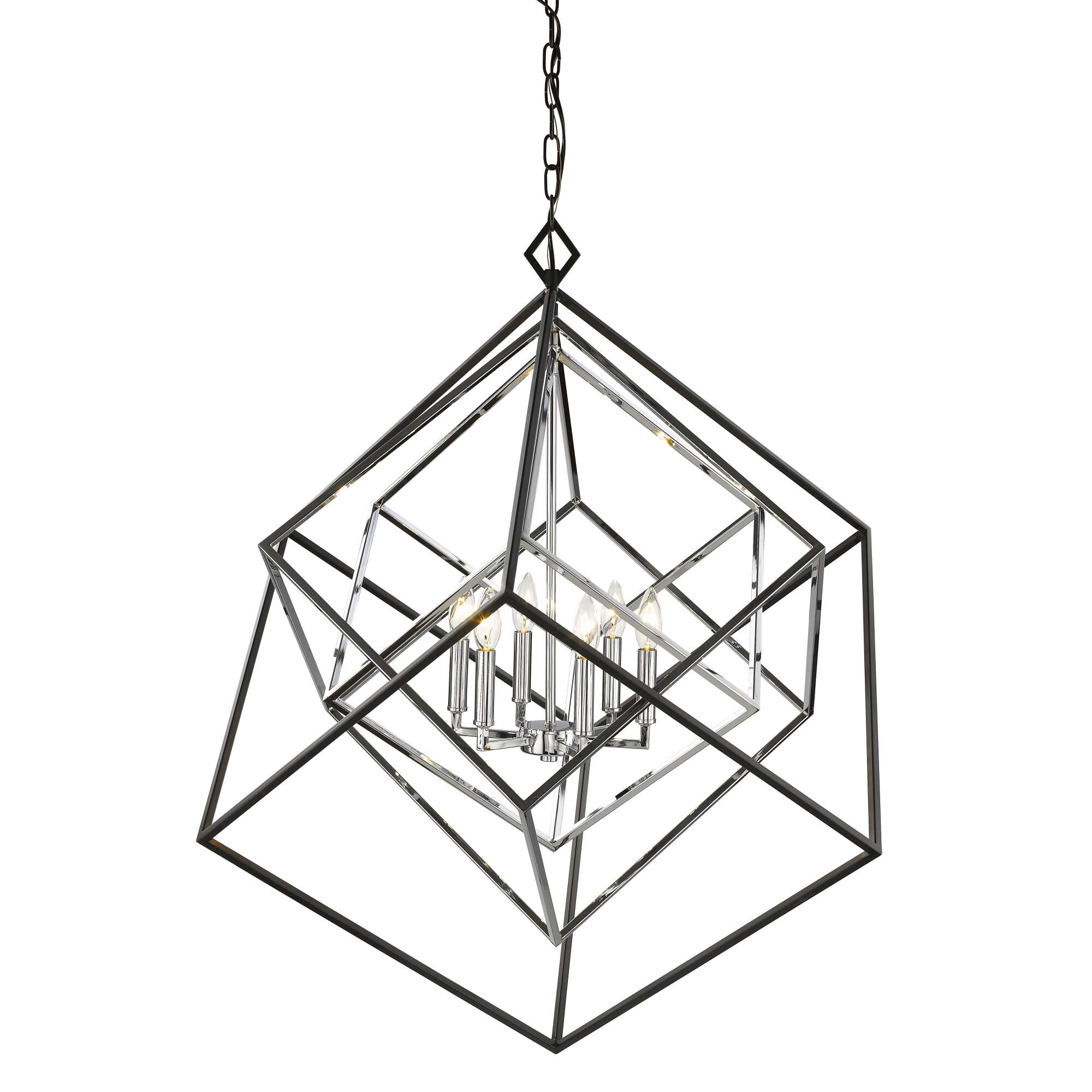 Shown in Chrome + Matte Black finish and --- glass and --- shade