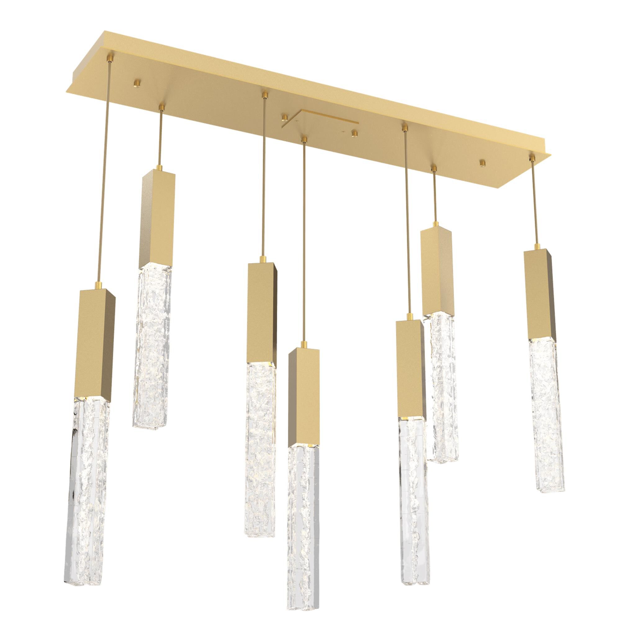 Shown in Gilded Brass finish and Clear Cast glass