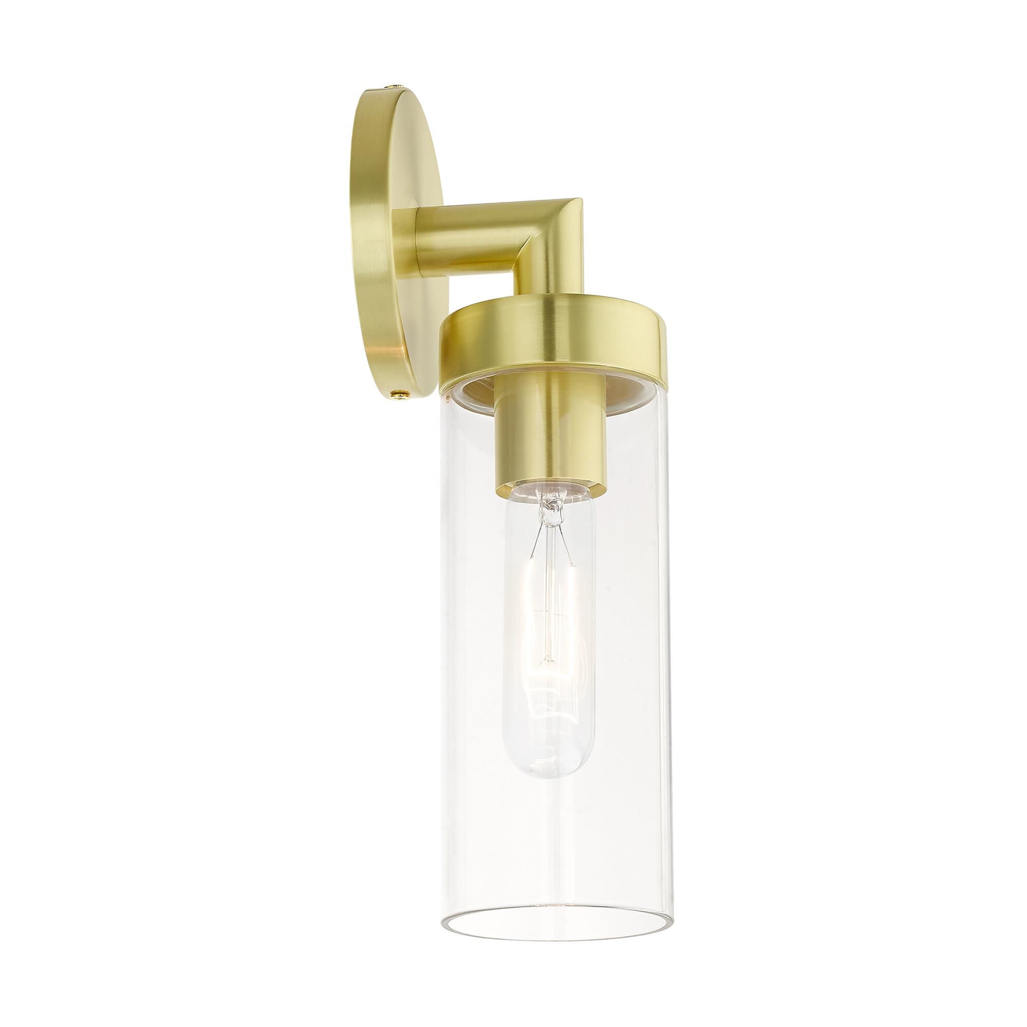 Shown in Satin Brass finish and Clear glass