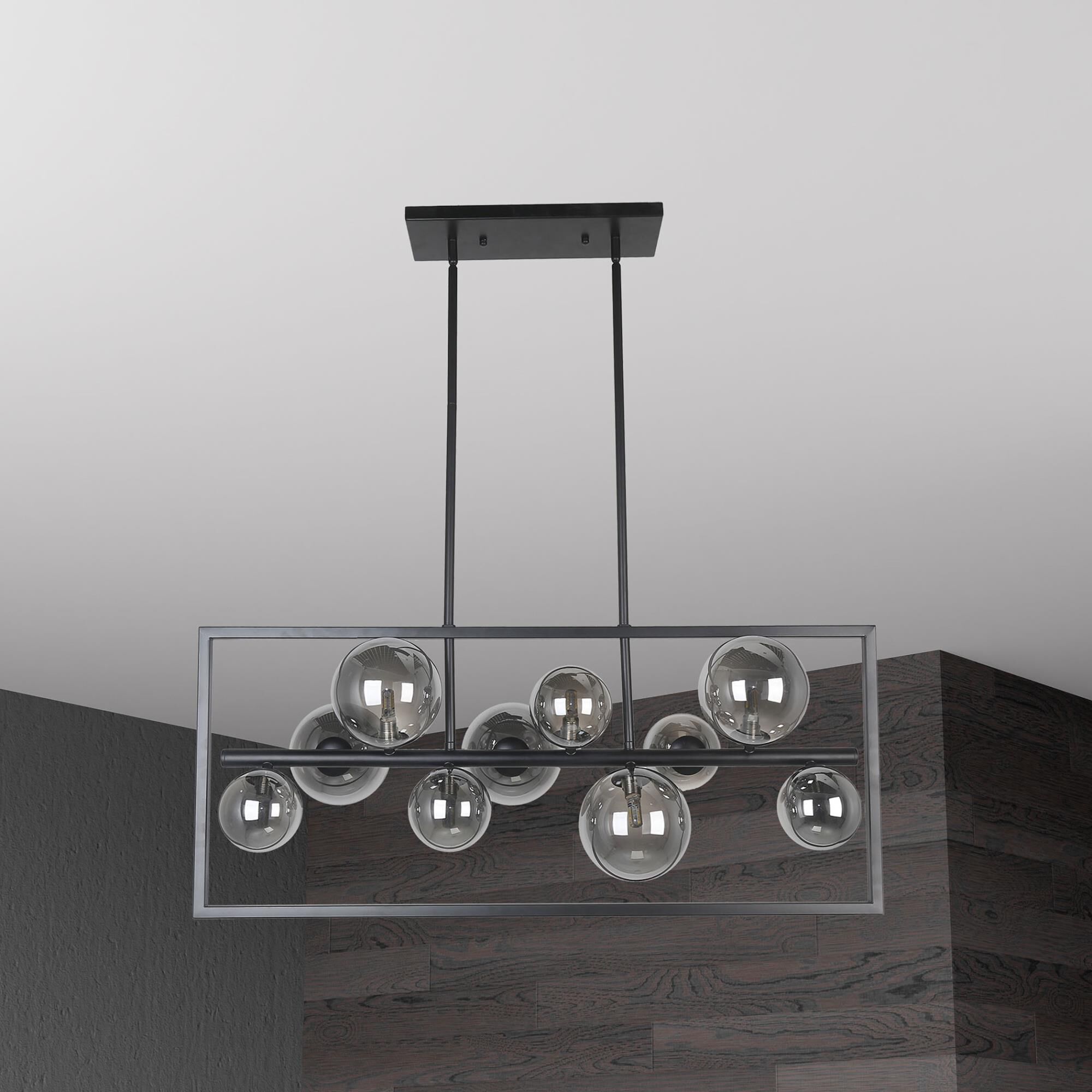 Shown in Black and Smoke finish and Smoked Globe glass and Smoked accent