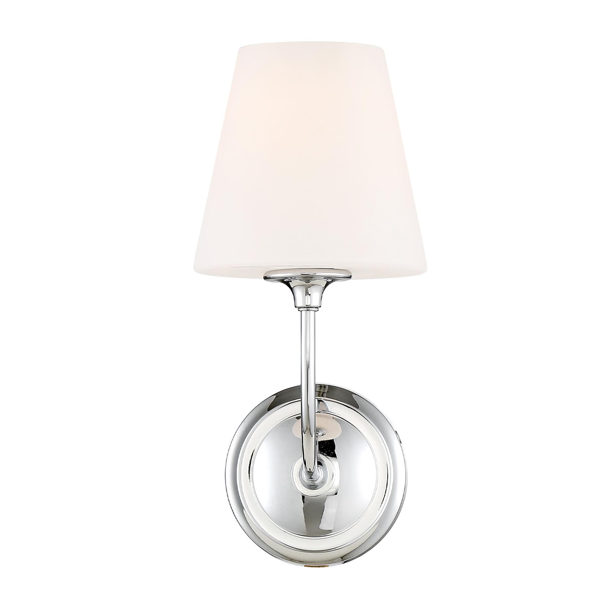 Shown in Polished Chrome finish and Glass glass and White shade